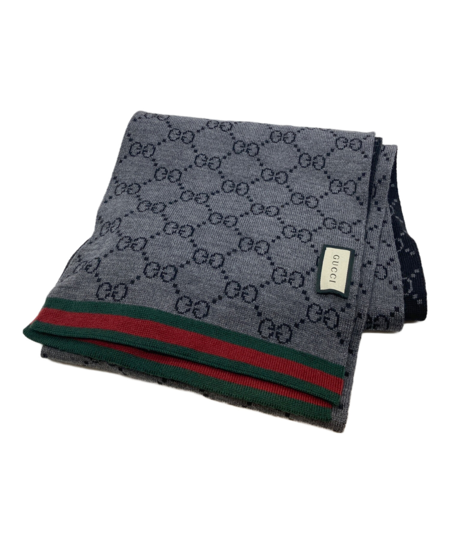 GUCCI GG ウールマフラー ブラック（型番: 325806） 中古・古着通販】GUCCI (グッチ) GG柄ウールマフラー 325806 3G206