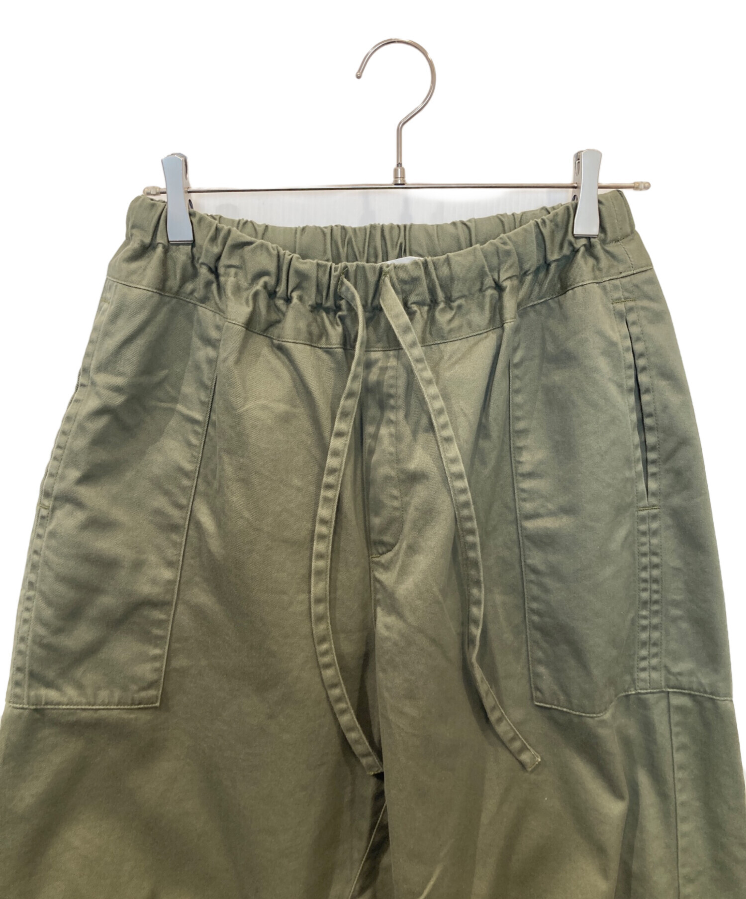 ホームスパン homspun 高密度ウェポンひもワイドパンツ(グリーン) homspun 高密度ウェポンひもワイドパンツ グリーン homspun 【公式通販】