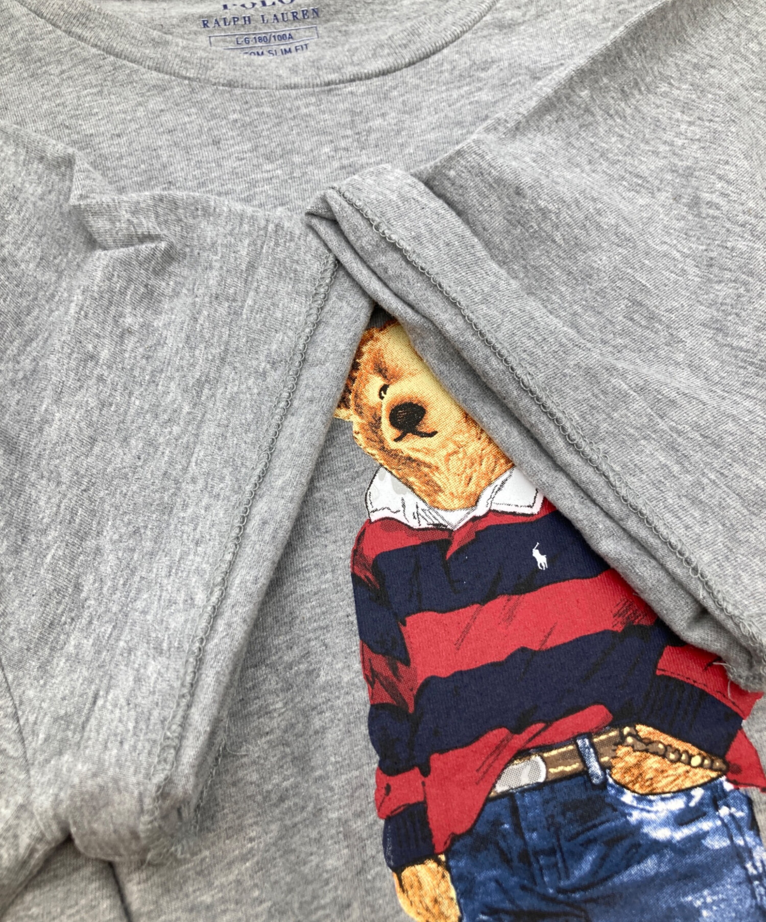 美品 POLO RALPH LAUREN ポロラルフローレン CUSTOM SLIM FIT ポロベア ポロシャツ XS グレー レディース 古着 中古 USED 中古・古着通販】POLO RALPH LAUREN (ポロ・ラルフローレン) 見返し