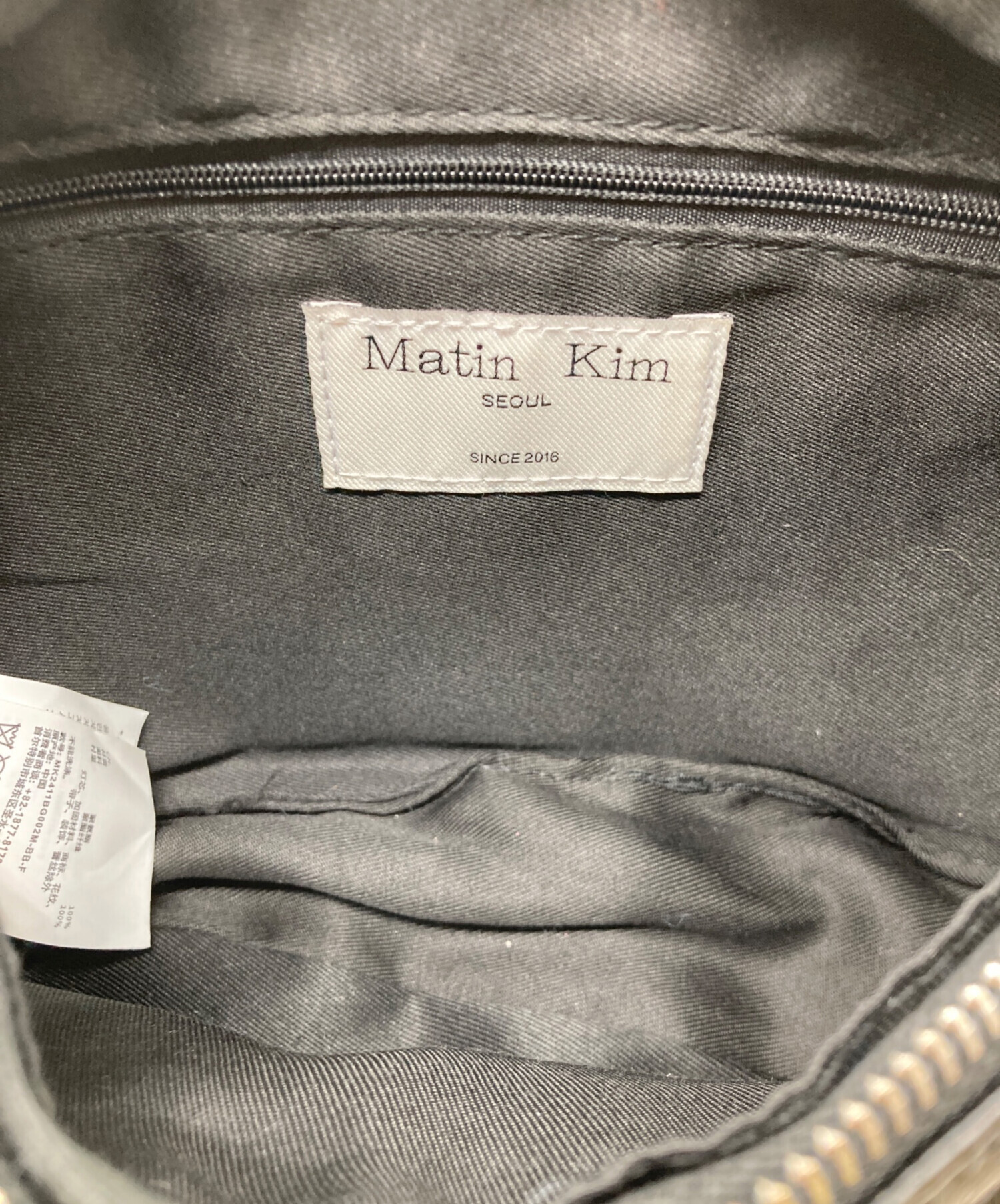 マーティンキム MatinKim シャーリング リボンラウンドバッグ 中古