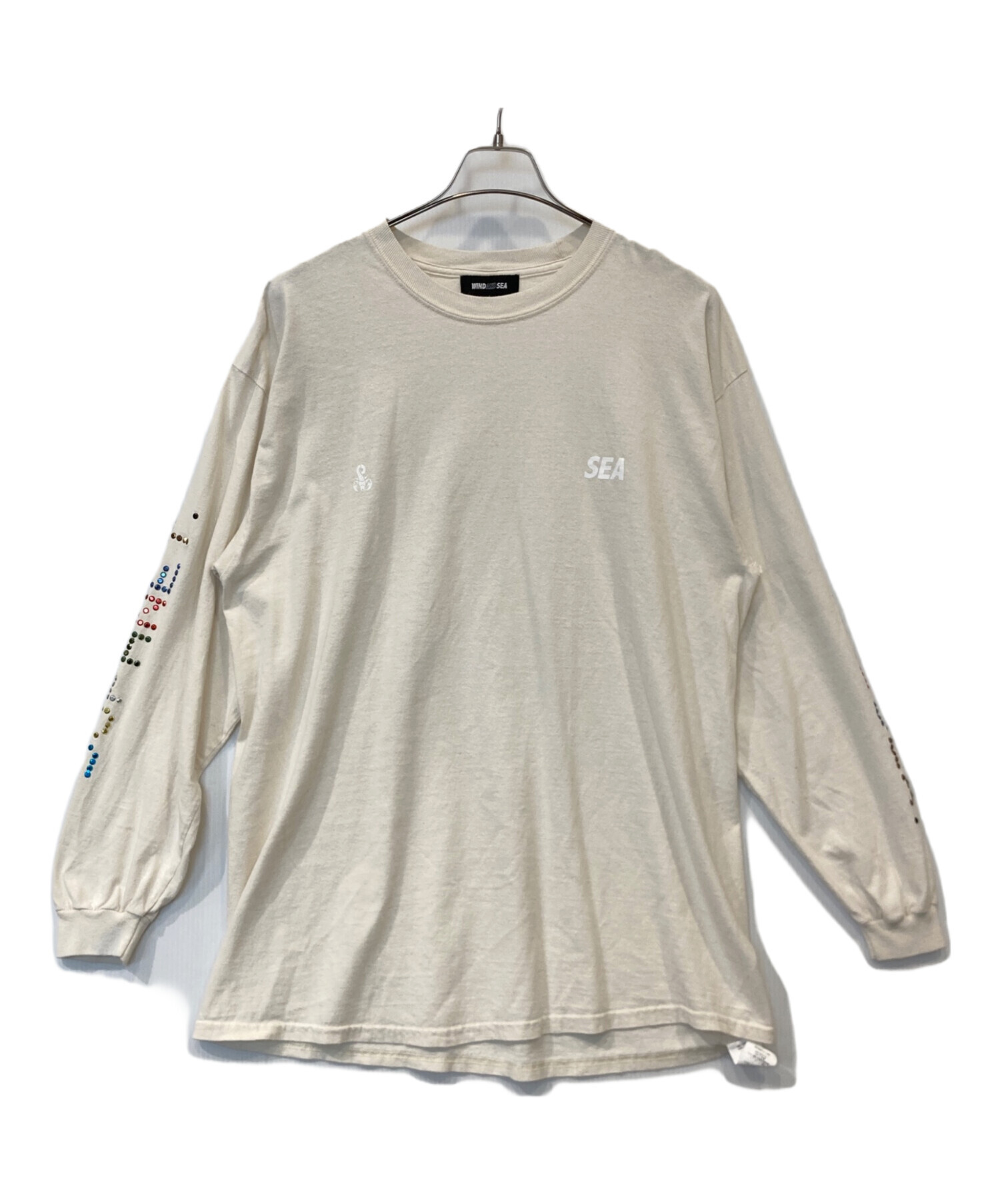 【抽選品】SEA WIND AND 長袖カットソー ホワイト　サイズL 中古・古着通販】WIND AND SEA (ウィンダンシー) ロングカットソー