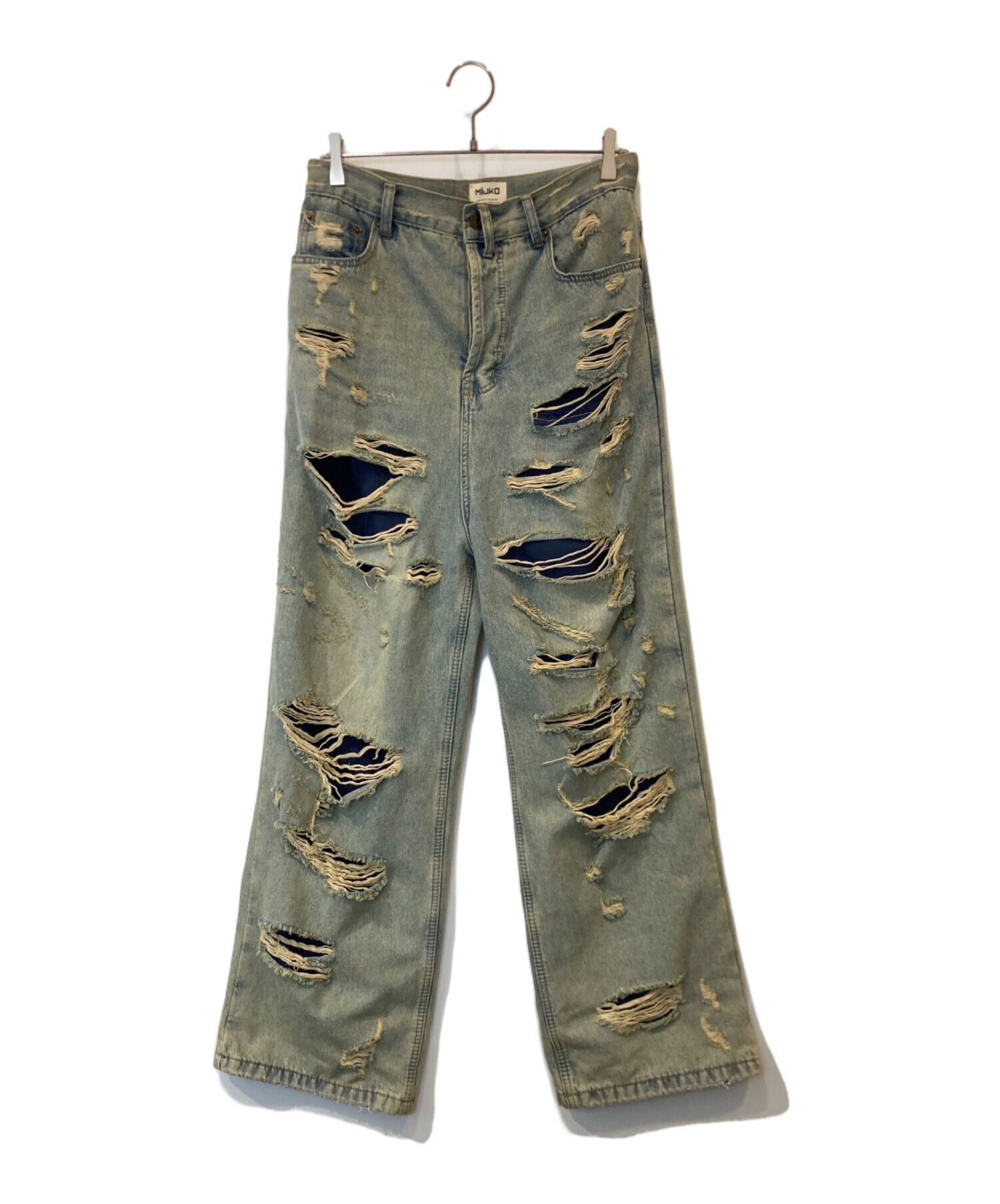 中古・古着通販】MIJKO (ミコ) ダメージデニムパンツ インディゴ