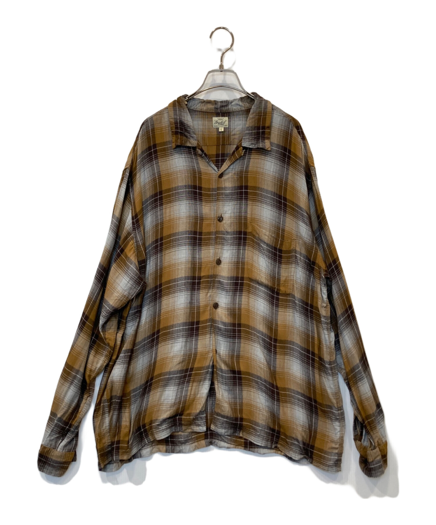 中古・古着通販】gold (ゴールド) RAYON CHECK L/S OPEN SHIRTレーヨン