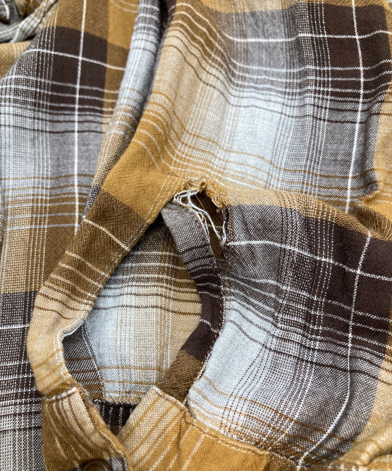 中古・古着通販】gold (ゴールド) RAYON CHECK L/S OPEN SHIRTレーヨン