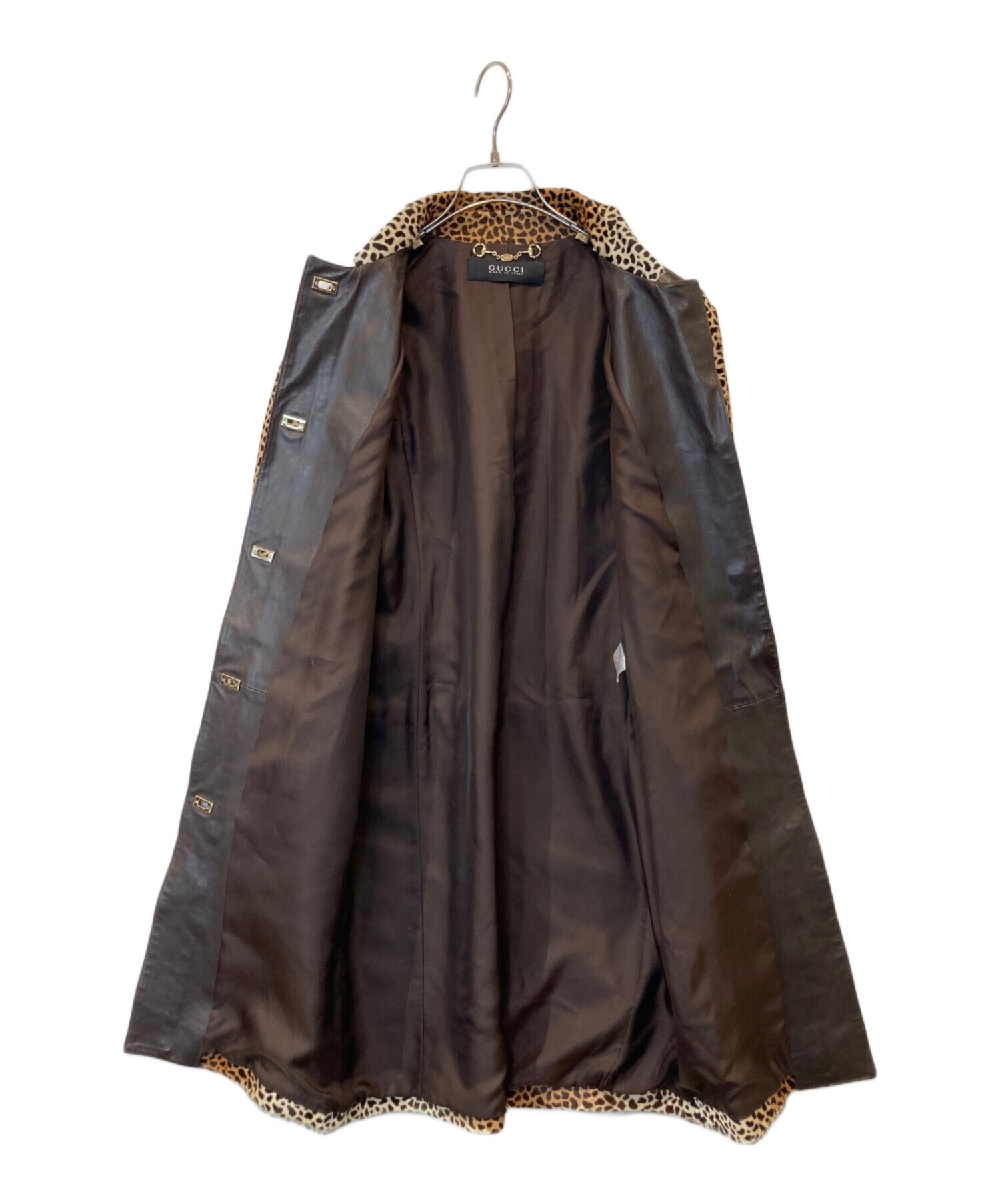 中古・古着通販】GUCCI (グッチ) レオパード柄ハラコ レザーコート 