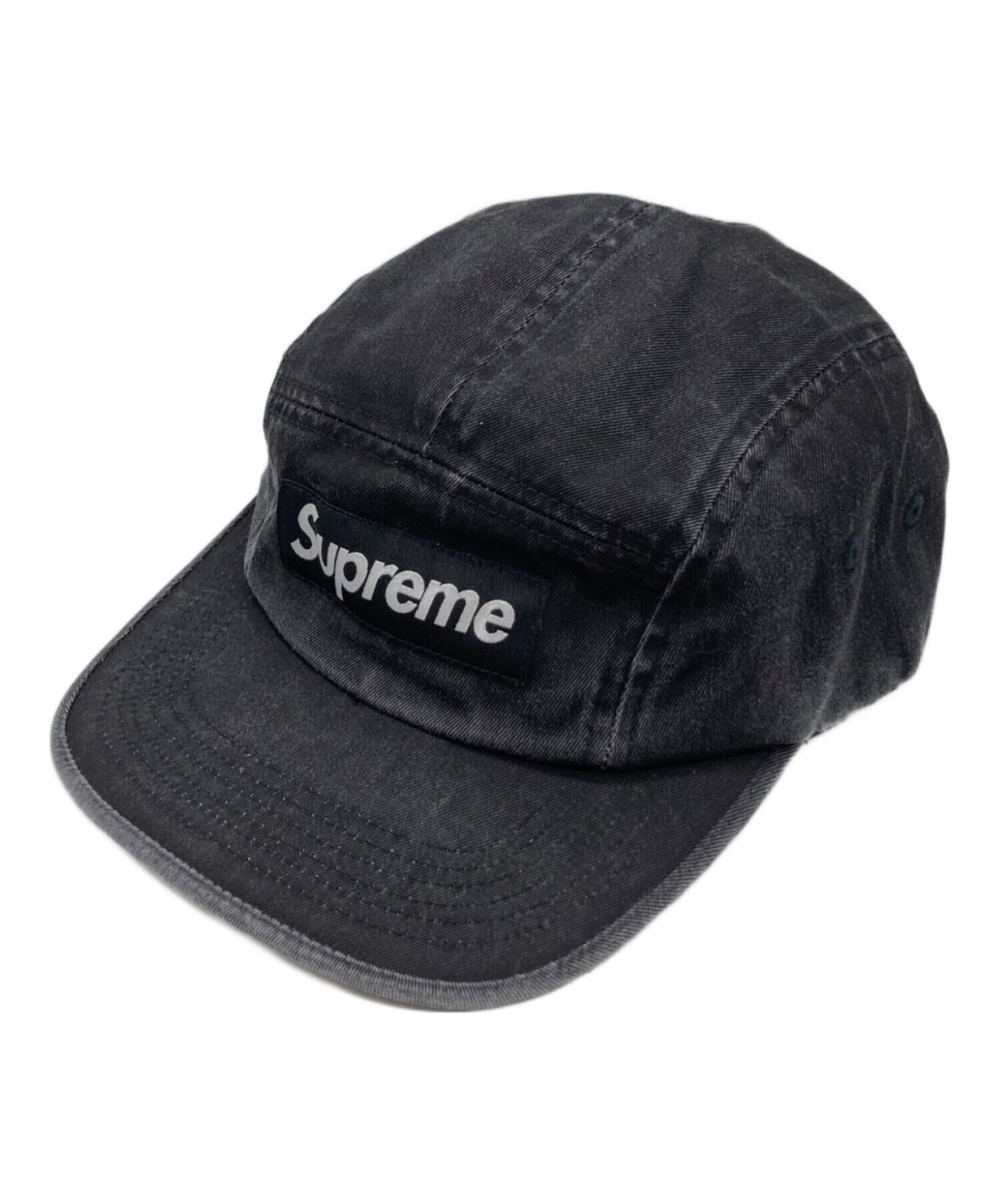 【used】supremeウォッシュドチノツイル キャンプキャップブラック黒 中古・古着通販】Supreme (シュプリーム) Washed Chino Twill Camp Cap