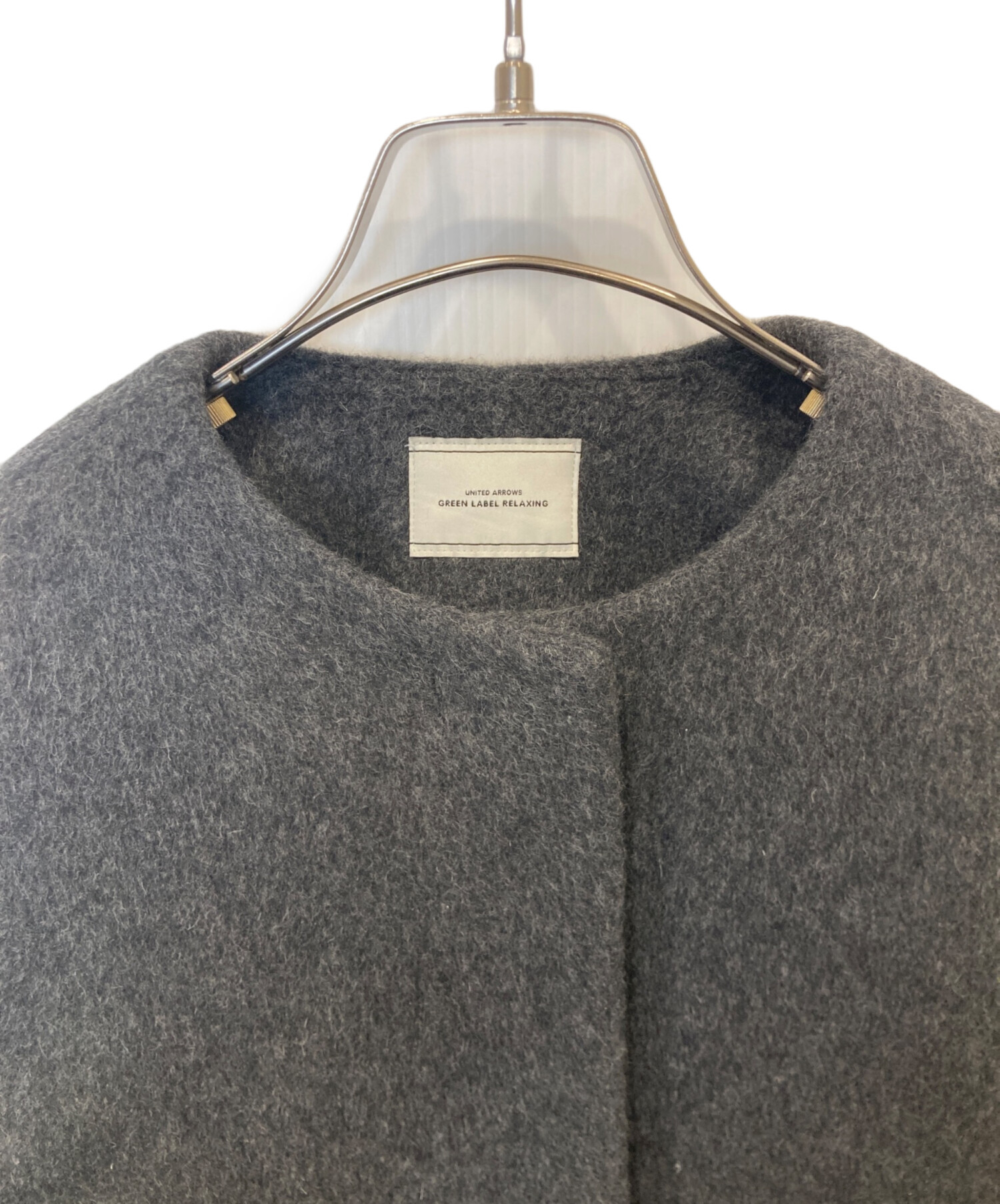 green label relaxingアンゴラビーバーノーカラーミドルコート green label relaxing（グリーンレーベルリラクシング）の「［size