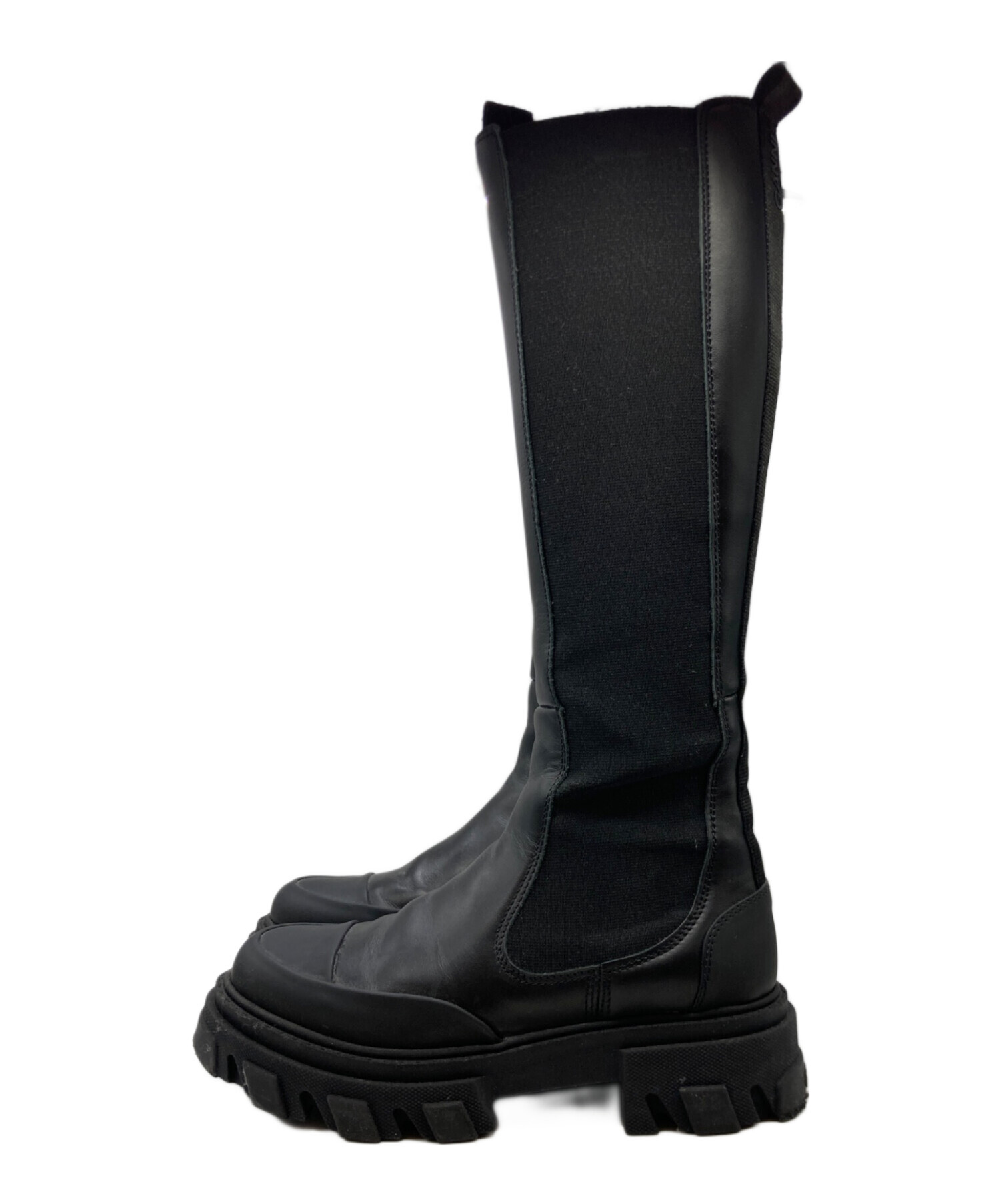中古・古着通販】GANNI (ガニー) High Chelsea Boot Black Stitch
