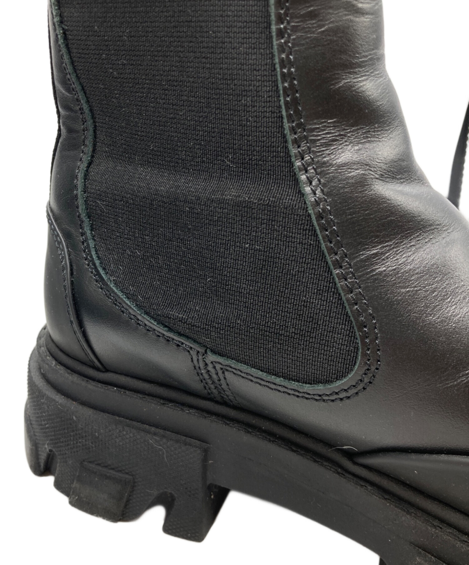 中古・古着通販】GANNI (ガニー) High Chelsea Boot Black Stitch