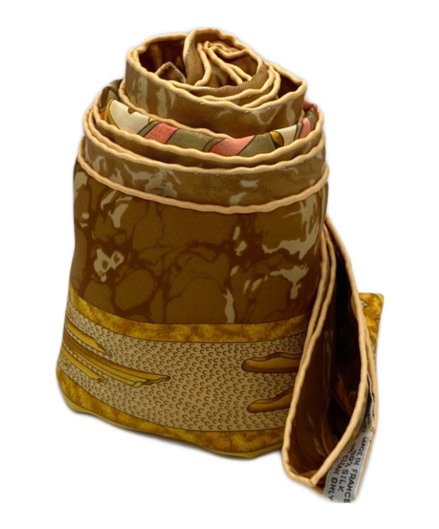 エルメス　シルクスカーフ　87×87 ブラウン系 中古・古着通販】HERMES (エルメス) シルクスカーフ CARPE DIEM