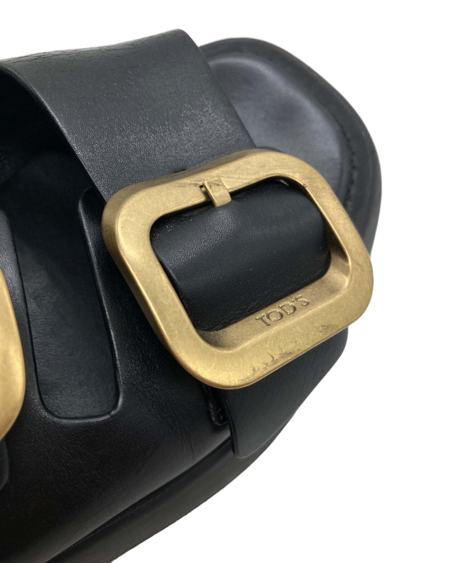 TOD'S トッズ ダブルバックル サンダル 36.5 中古・古着通販】TOD'S (トッズ) ダブルバックルサンダル ブラック