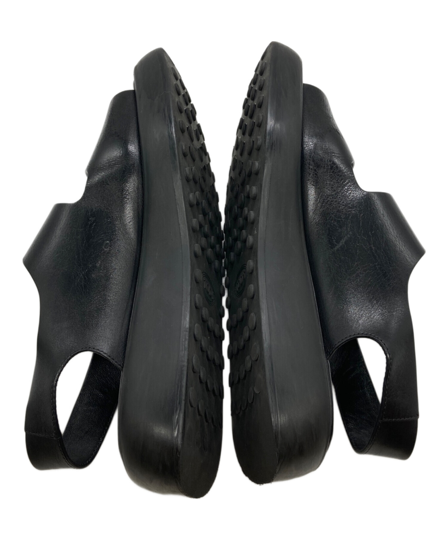 TOD'S トッズ ダブルバックル サンダル 36.5 中古・古着通販】TOD'S (トッズ) ダブルバックルサンダル ブラック