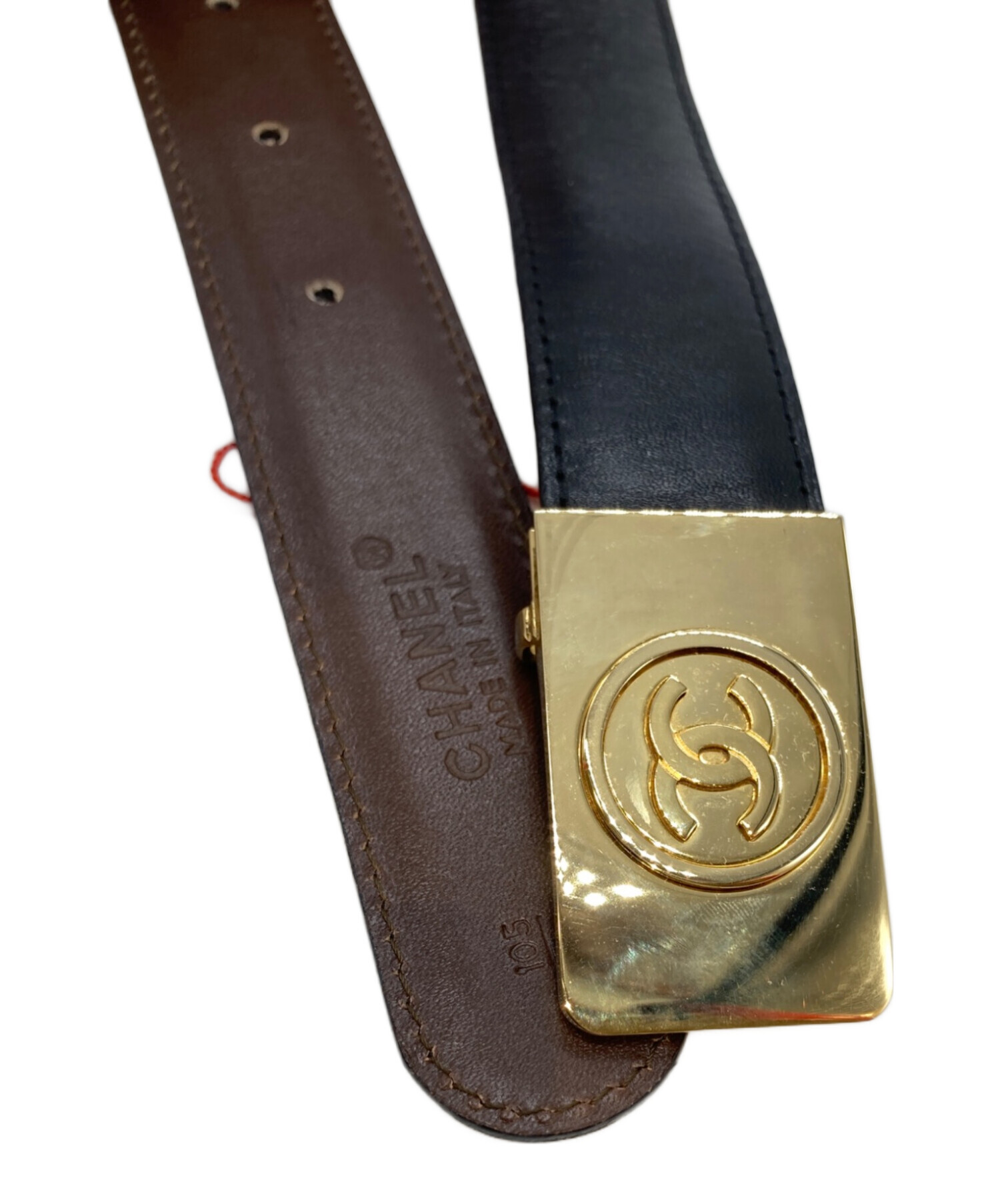中古・古着通販】CHANEL (シャネル) レザーベルト 73010022 ブラック