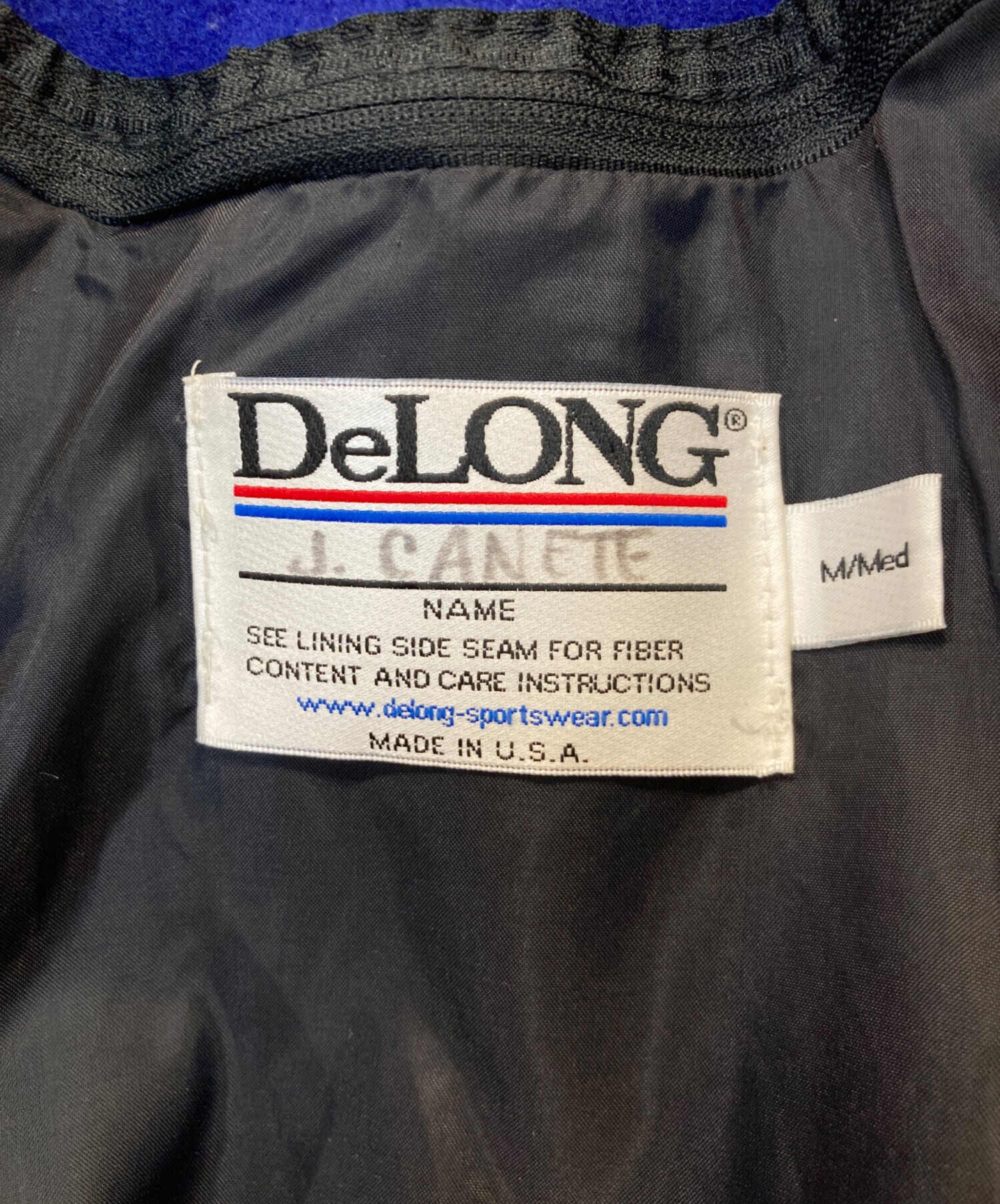 中古・古着通販】DeLonghi (デロンギ) 袖レザースタジャン ネイビー