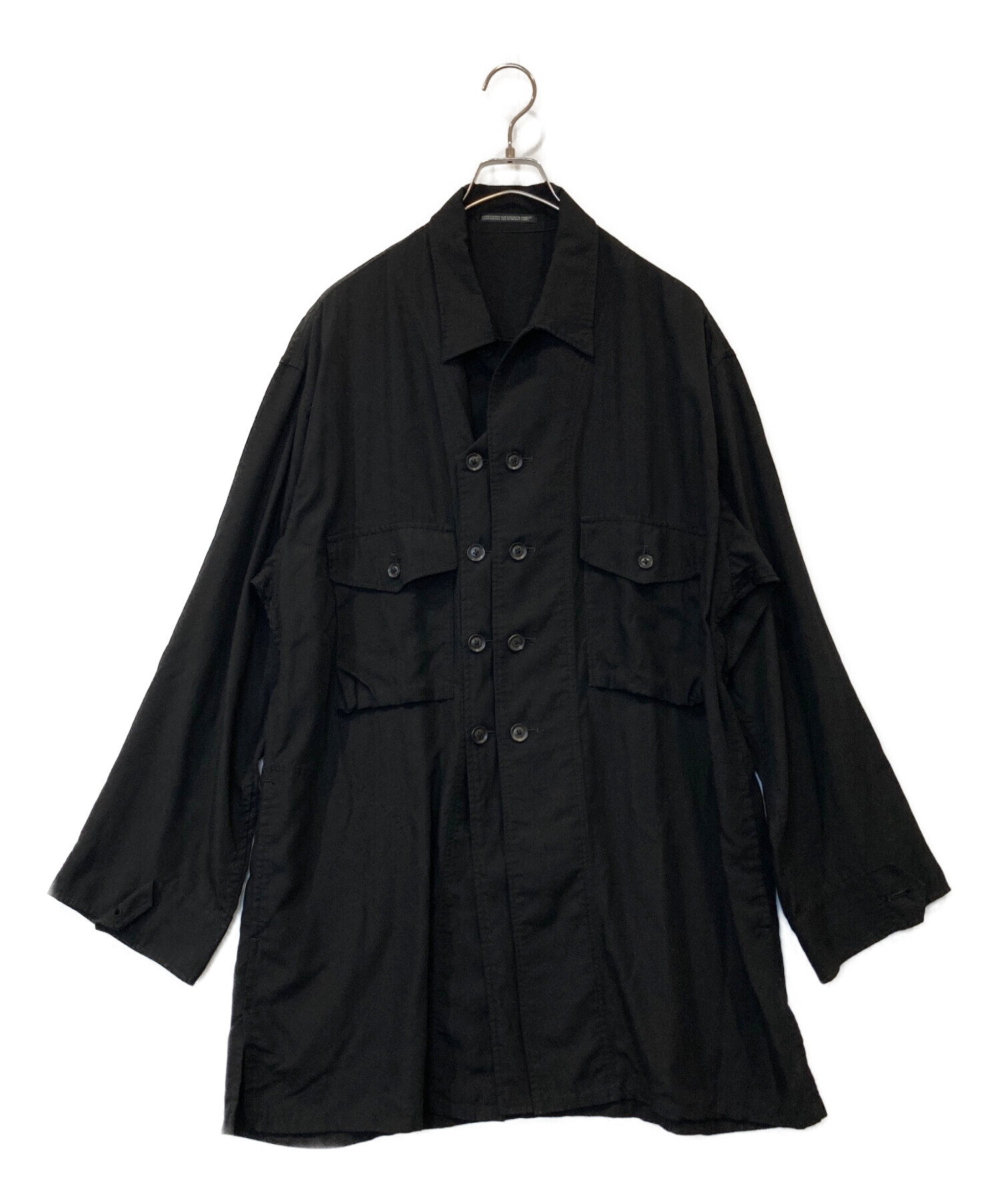 archive ヨウジヤマモト 変形 コットン シャツ ジャケット 異素材 黒3 中古・古着通販】Yohji Yamamoto pour homme M-DOUBLE LEFT FRONT