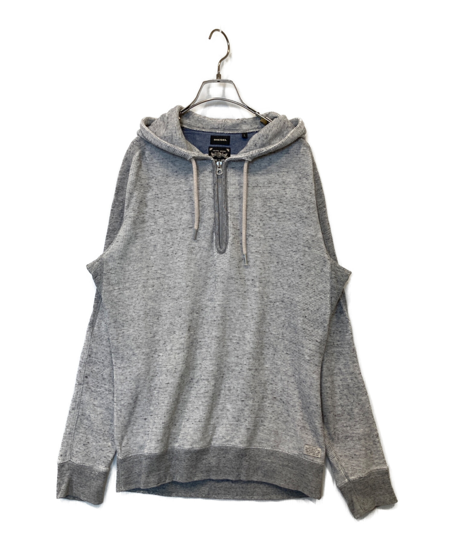 新品◆DIESEL ディーゼル◆ワッフルニットパーカー◆USED加工◆グレー 中古・古着通販】DIESEL (ディーゼル) サーマルプルオーバーパーカー