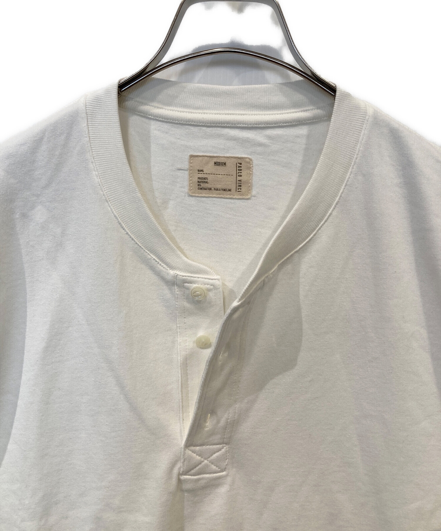 PABLO VINCI ワッフルカットソー ホワイト サイズS Henley neck t-shirt PABLO VINC 川島タカヒロ PABLO neck Henley 即完