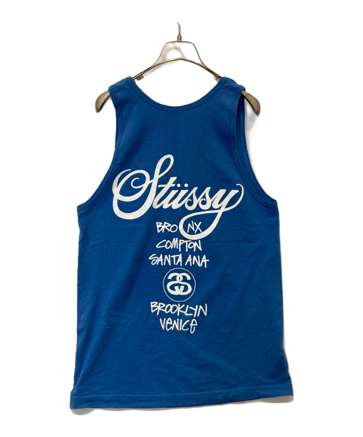 【STUSSY タンクトップ　背中ロゴ　シンプル　ストリート　青　古着】 中古・古着通販】stussy (ステューシー) ロゴプリントタンクトップ