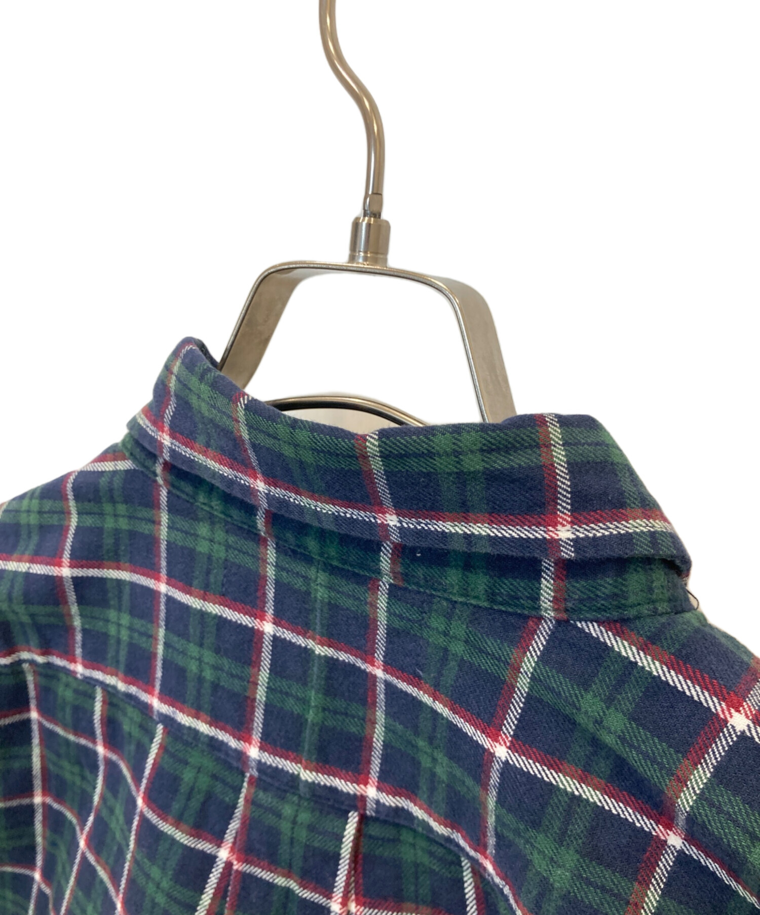 現行【ラルフローレン】チェックシャツ　ゆったり　羽織り　コットン　リネン　紺 中古・古着通販】RALPH LAUREN (ラルフローレン) チェックシャツ