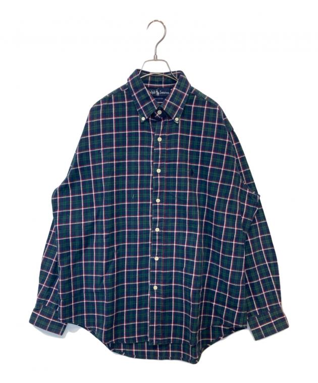 現行【ラルフローレン】チェックシャツ　ゆったり　羽織り　コットン　リネン　紺 中古・古着通販】RALPH LAUREN (ラルフローレン) チェックシャツ