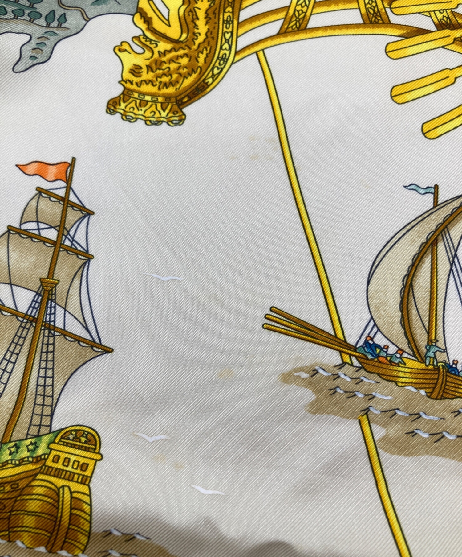 中古・古着通販】HERMES (エルメス) シルクスカーフ ホワイト×ブラウン