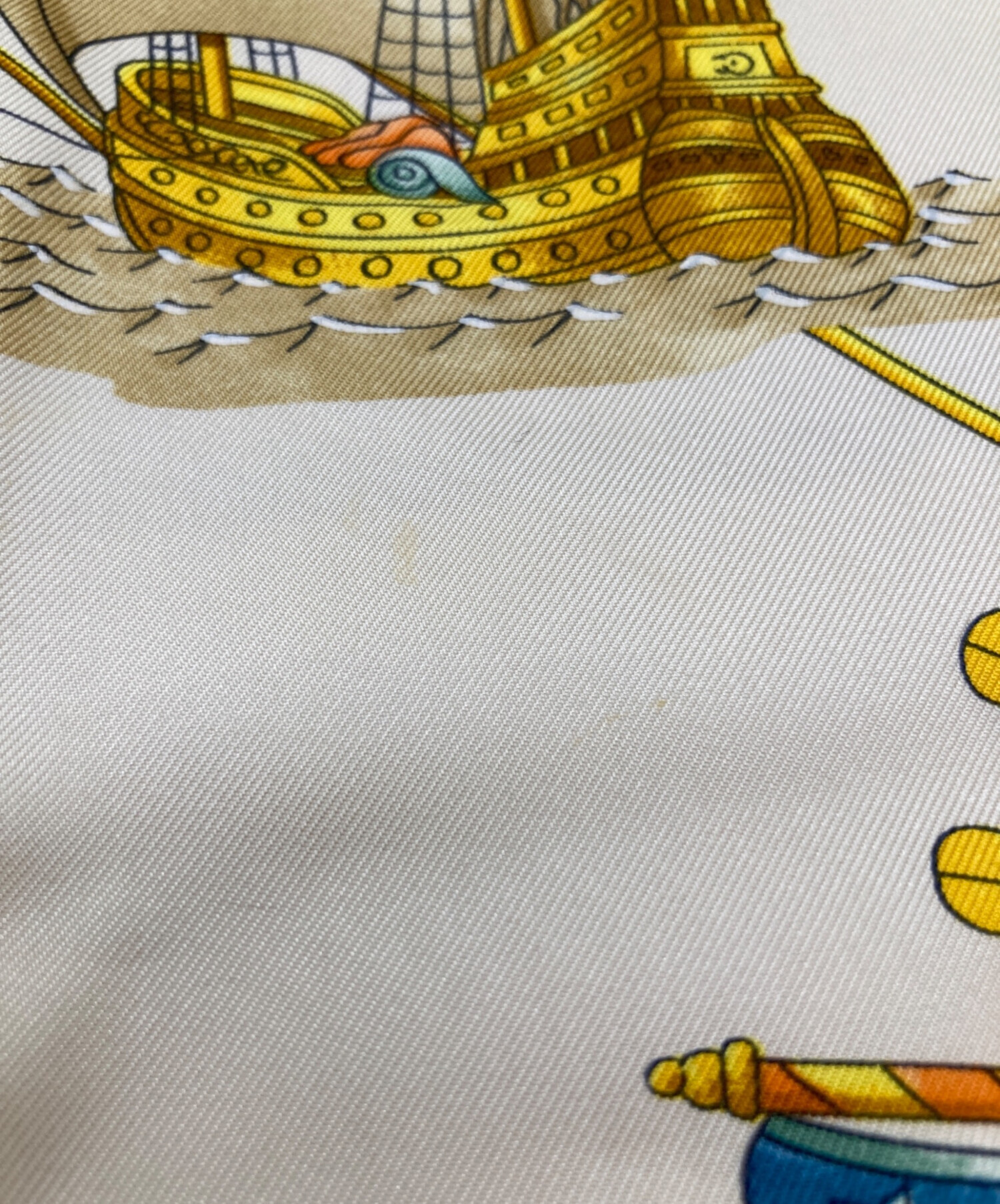 ビンテージHERMES シルクスカーフ (帆船) 中古・古着通販】HERMES (エルメス) シルクスカーフ ホワイト×ブラウン
