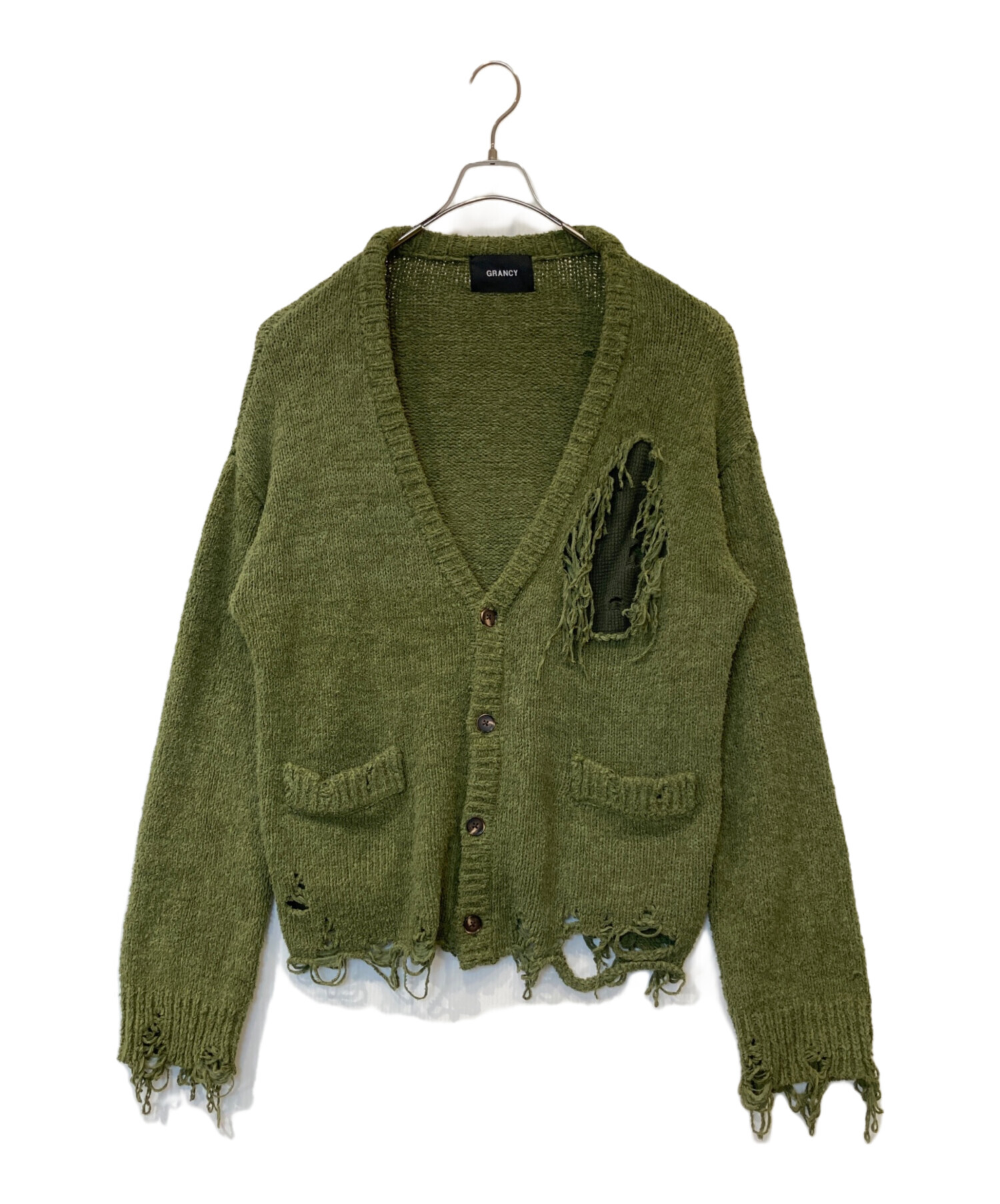 中古・古着通販】GRANCY (グランシー) Damage Boucle Knit Cardigan