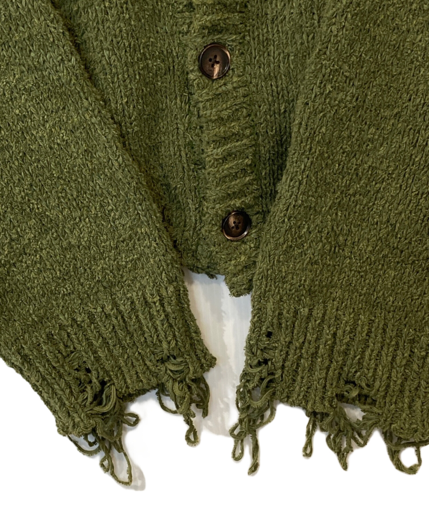 中古・古着通販】GRANCY (グランシー) Damage Boucle Knit Cardigan