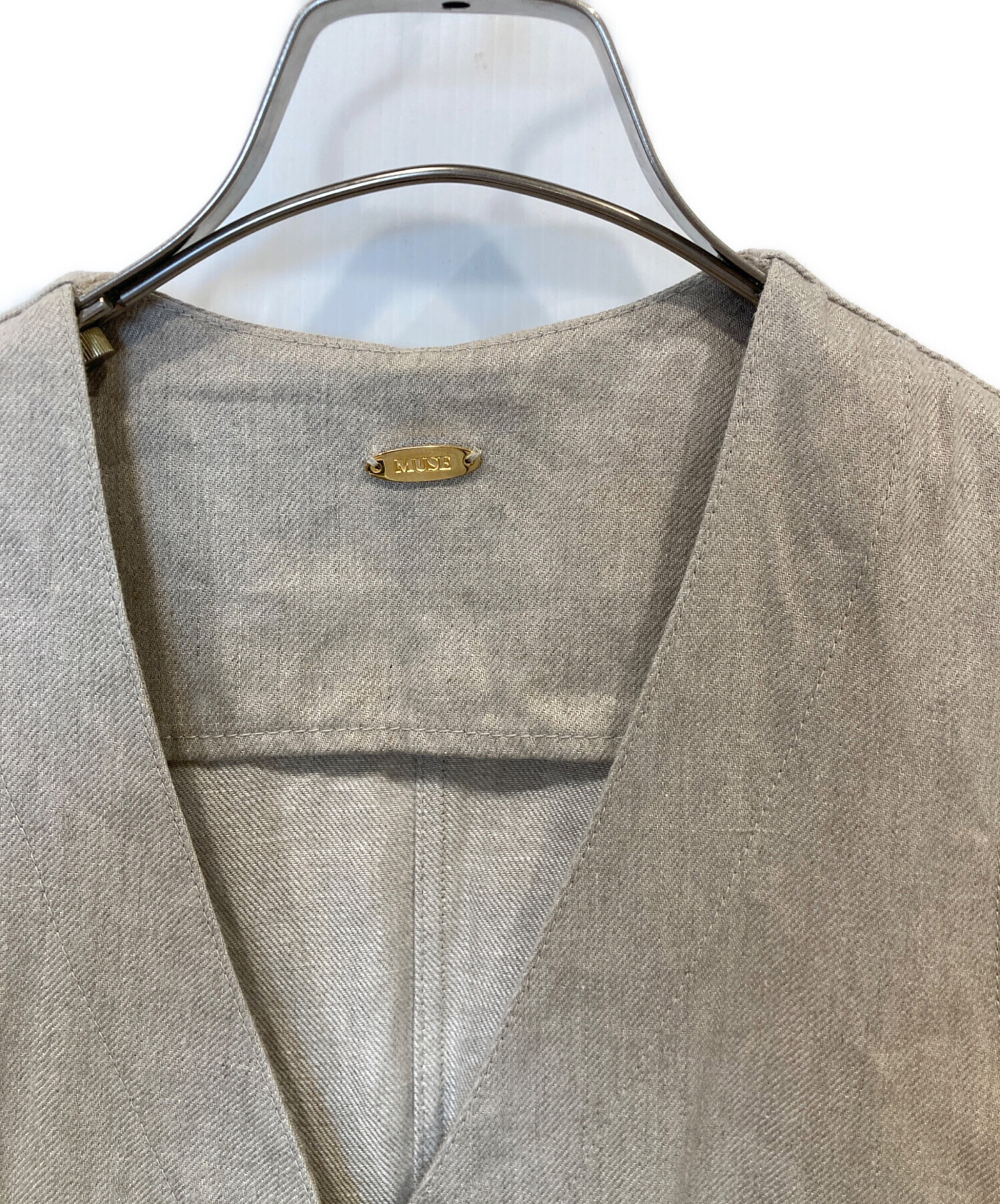 ドゥーズィエムクラス MUSE リネンチノベストジレ 麻 MUSE ベージュ 中古・古着通販】MUSE de Deuxieme Classe (ミューズ ドゥーズィエム