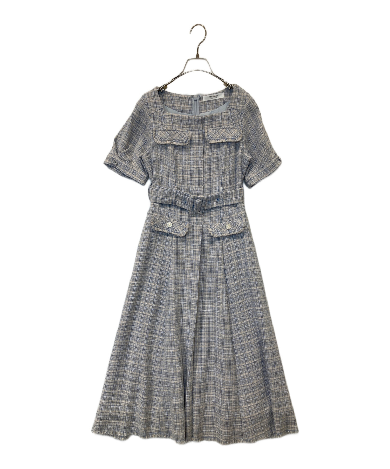 値下げ中Tweed Belted Dress MAiSON HER LIP TO 中古・古着通販】HER LIP TO (ハーリップトゥ) Classic Tweed Belted