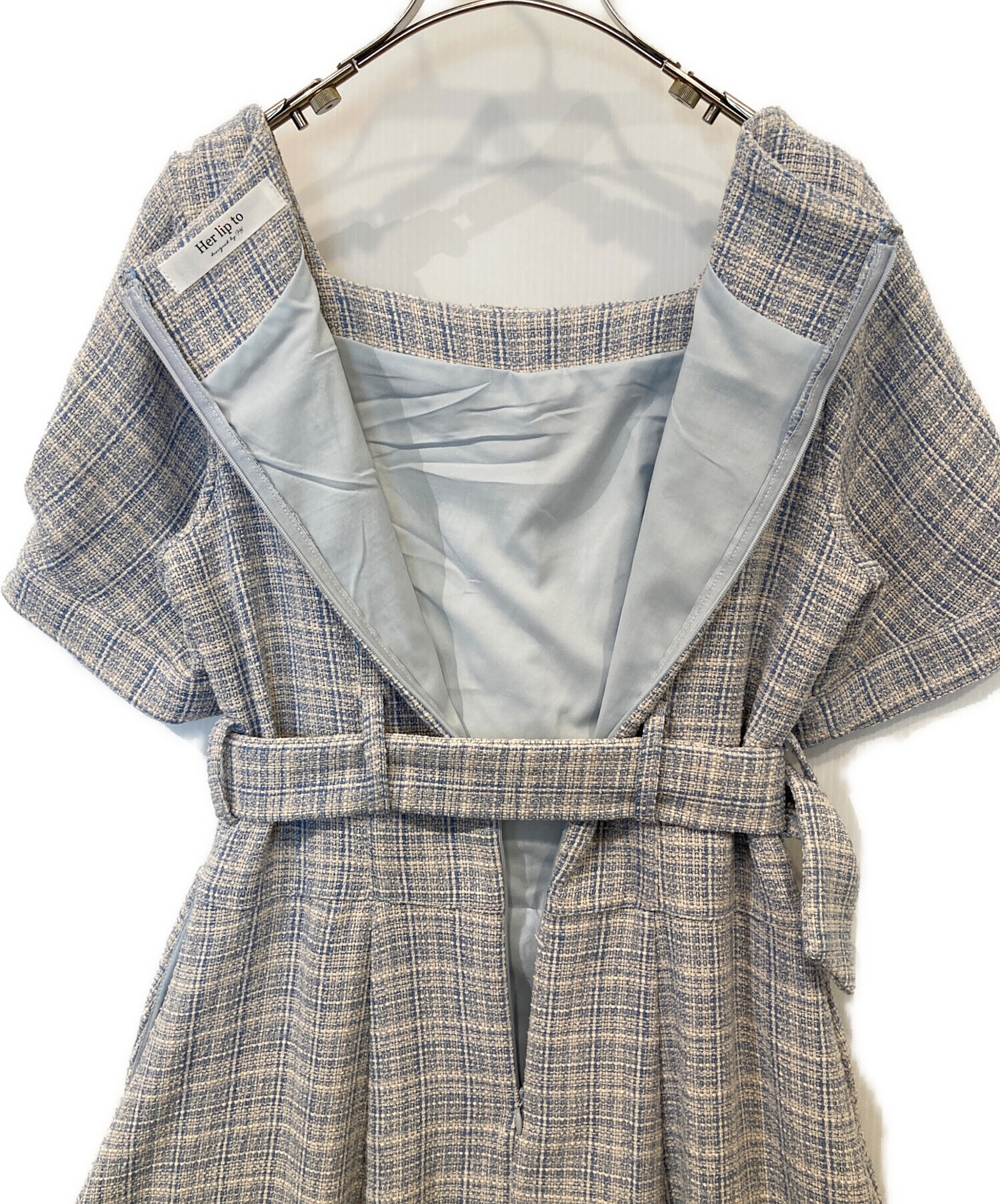 値下げ中Tweed Belted Dress MAiSON HER LIP TO 中古・古着通販】HER LIP TO (ハーリップトゥ) Classic Tweed Belted