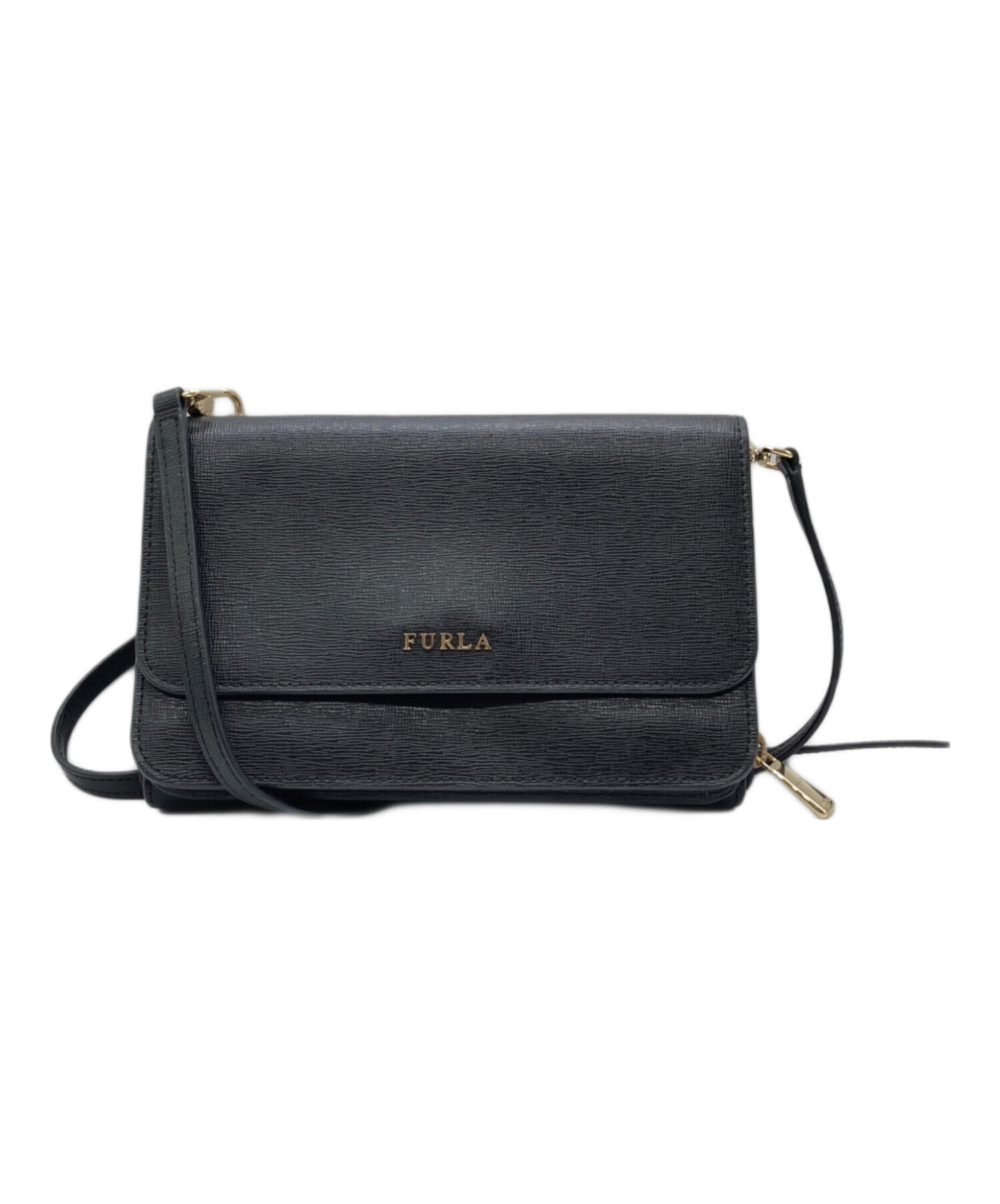 【未使用品】FURLA ブラック 本革ショルダーバッグ 中古・古着通販】FURLA (フルラ) ショルダーバッグ ブラック｜ブランド
