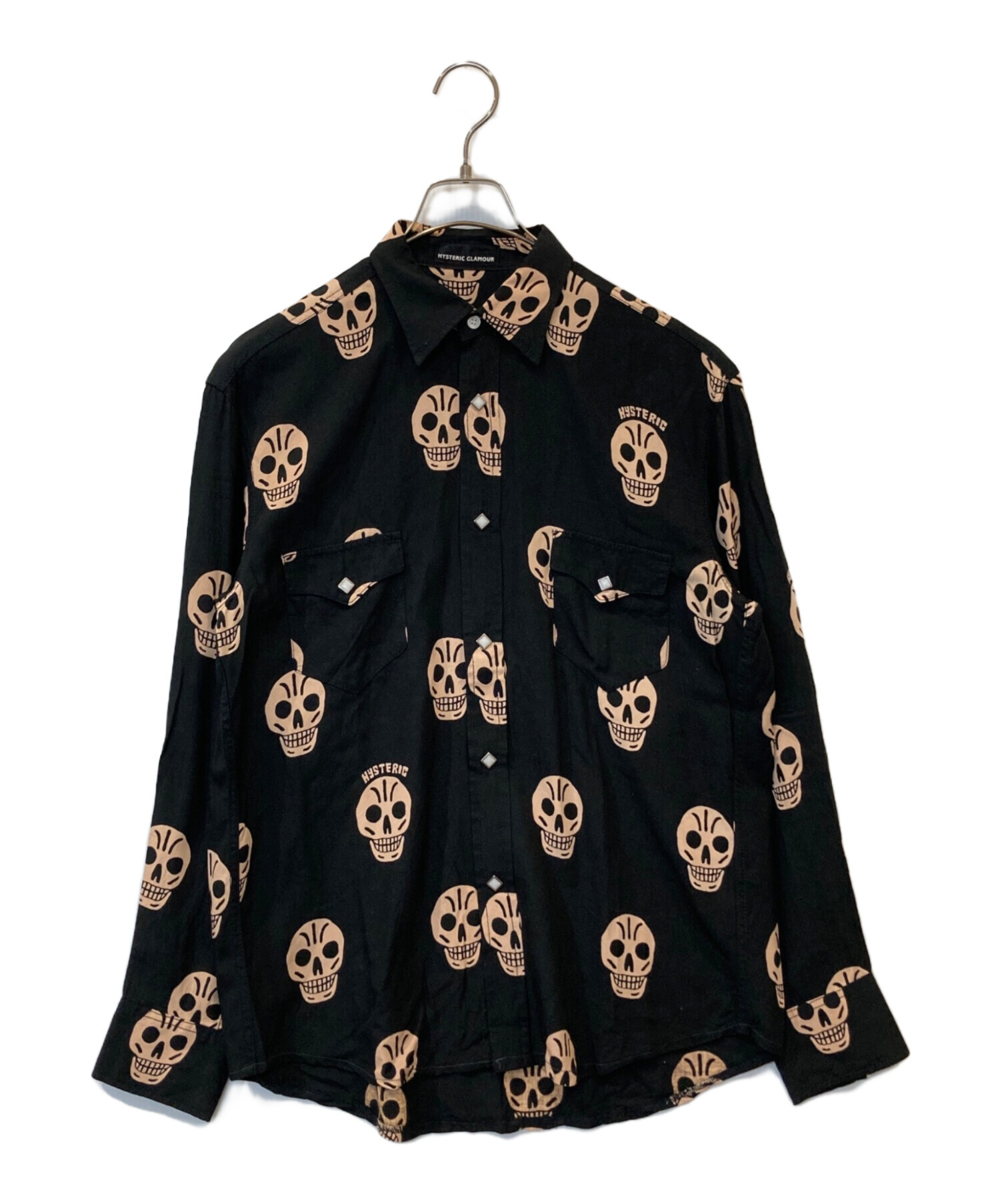 HYSTERIC GLAMOUR スカルプリント 長袖Tシャツ ブラック 中古・古着通販】Hysteric Glamour (ヒステリックグラマー) スカル