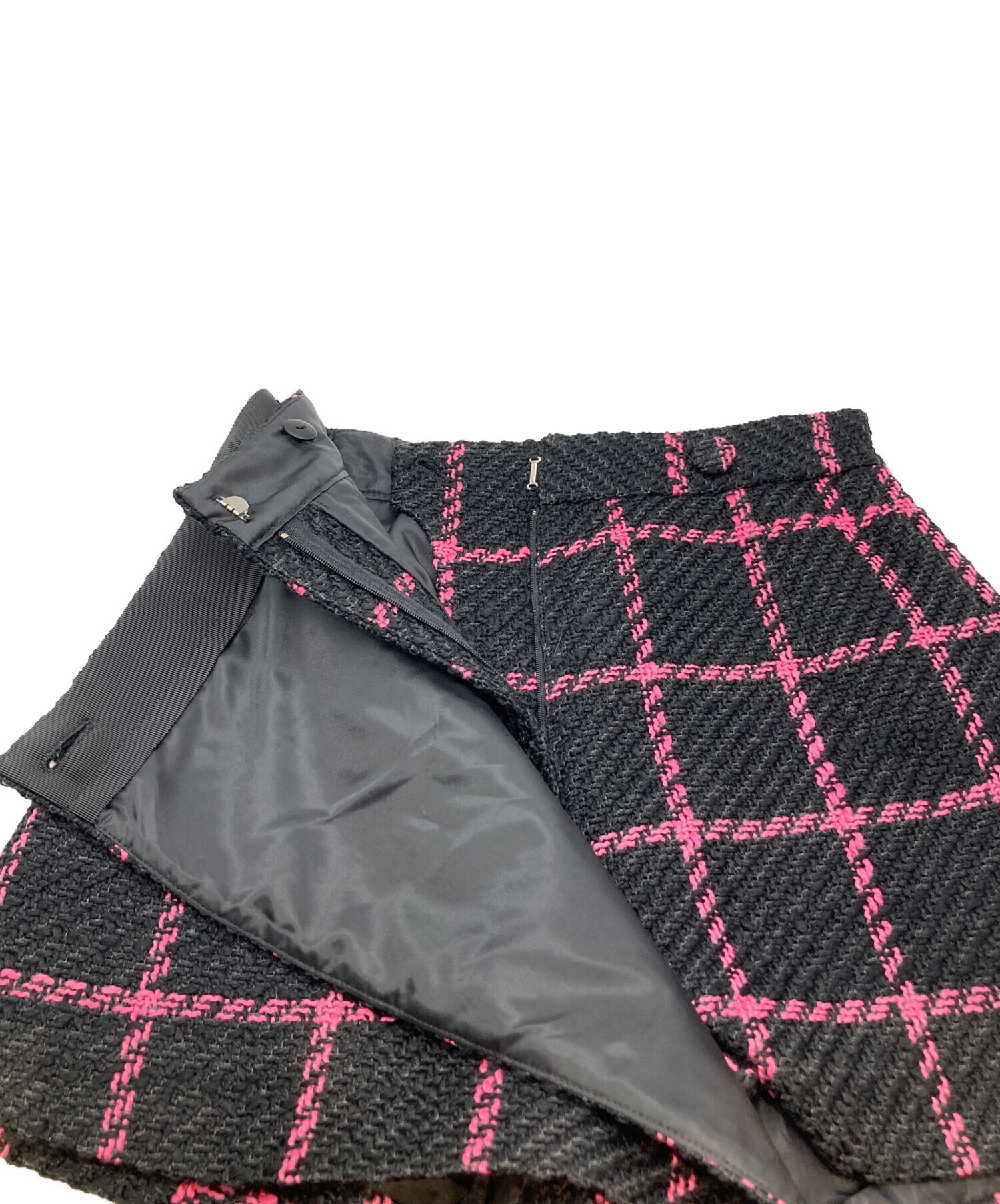 中古・古着通販】sheller (シェリエ) ミニスカート ブラック×ピンク
