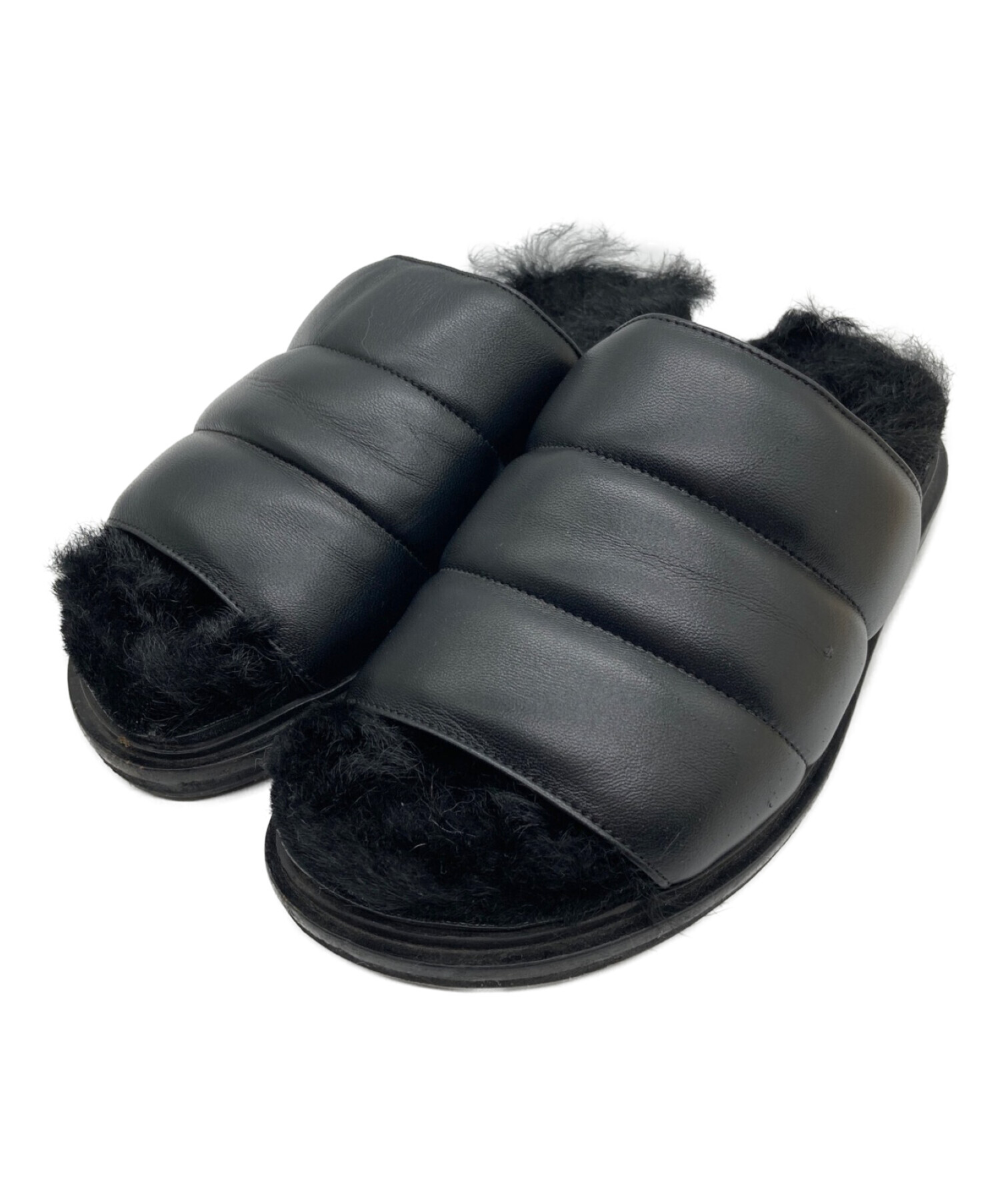 中古・古着通販】MARNI (マルニ) ファーサンダル ブラック サイズ:不明