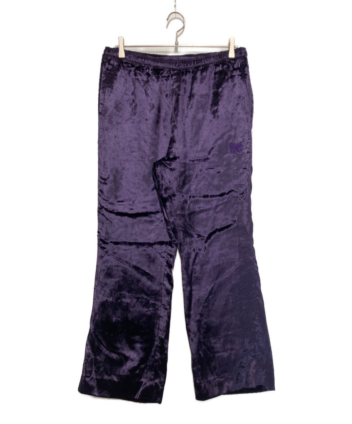 Needles ベロアパンツ M ブラックラインはパープル系