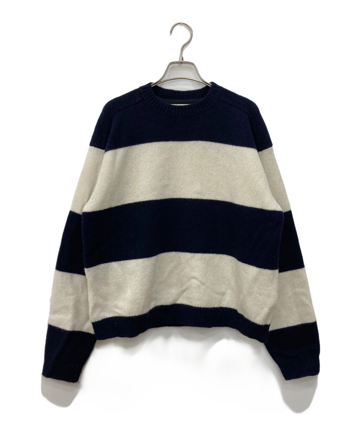 トップス Oblada WILLIAM KNIT NAVY 中古・古着通販】Oblada (オブラダ) WILLIAM BORDER ニット ネイビー
