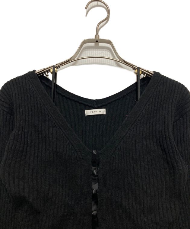 FRAY.I.D チュールプリーツスカート コンビリブニットワンピース ブラック 新作！チュールプリーツスカートコンビリブニットワンピース | FRAY