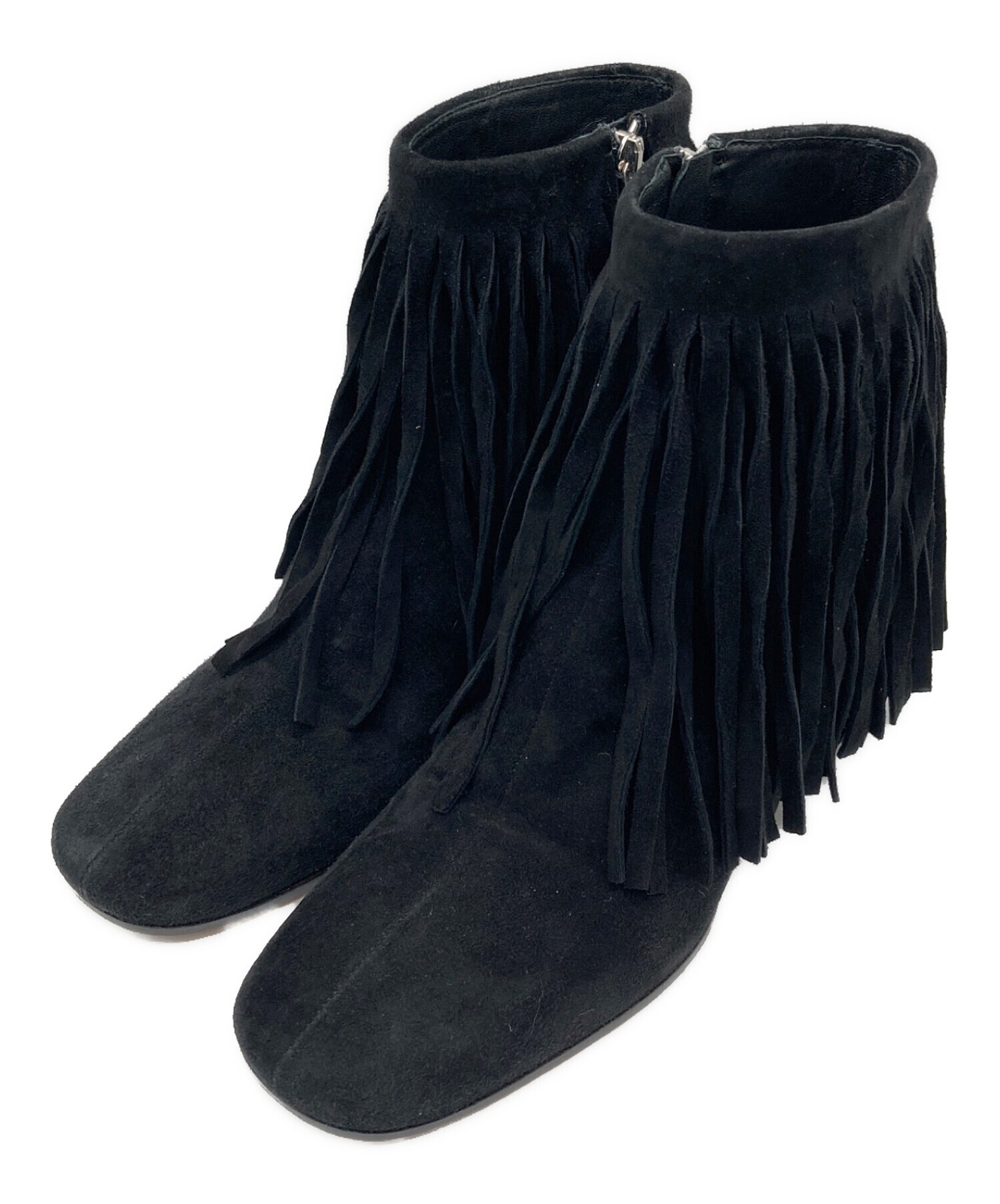 中古・古着通販】PRADA (プラダ) フリンジショートブーツ ブラック