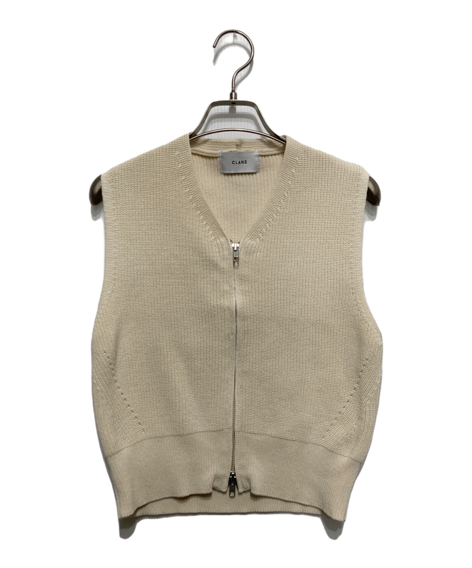 中古・古着通販】CLANE (クラネ) ZIP COMPACT KNIT VEST アイボリー