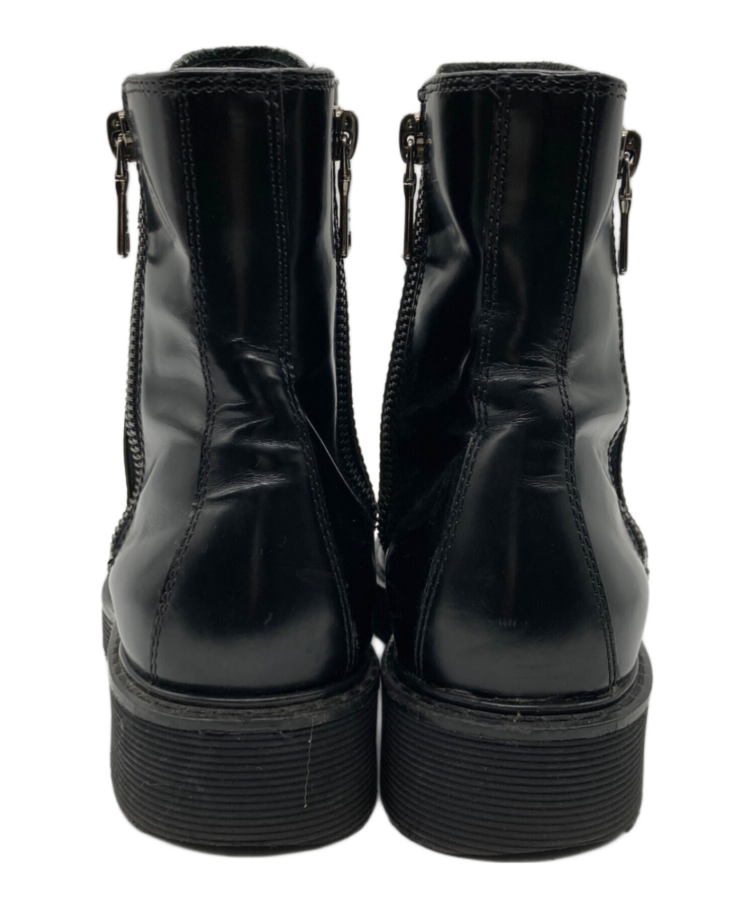 プラダ サイドジップ　ヒールブーツ 中古・古着通販】PRADA (プラダ) サイドジップブーツ ブラック サイズ