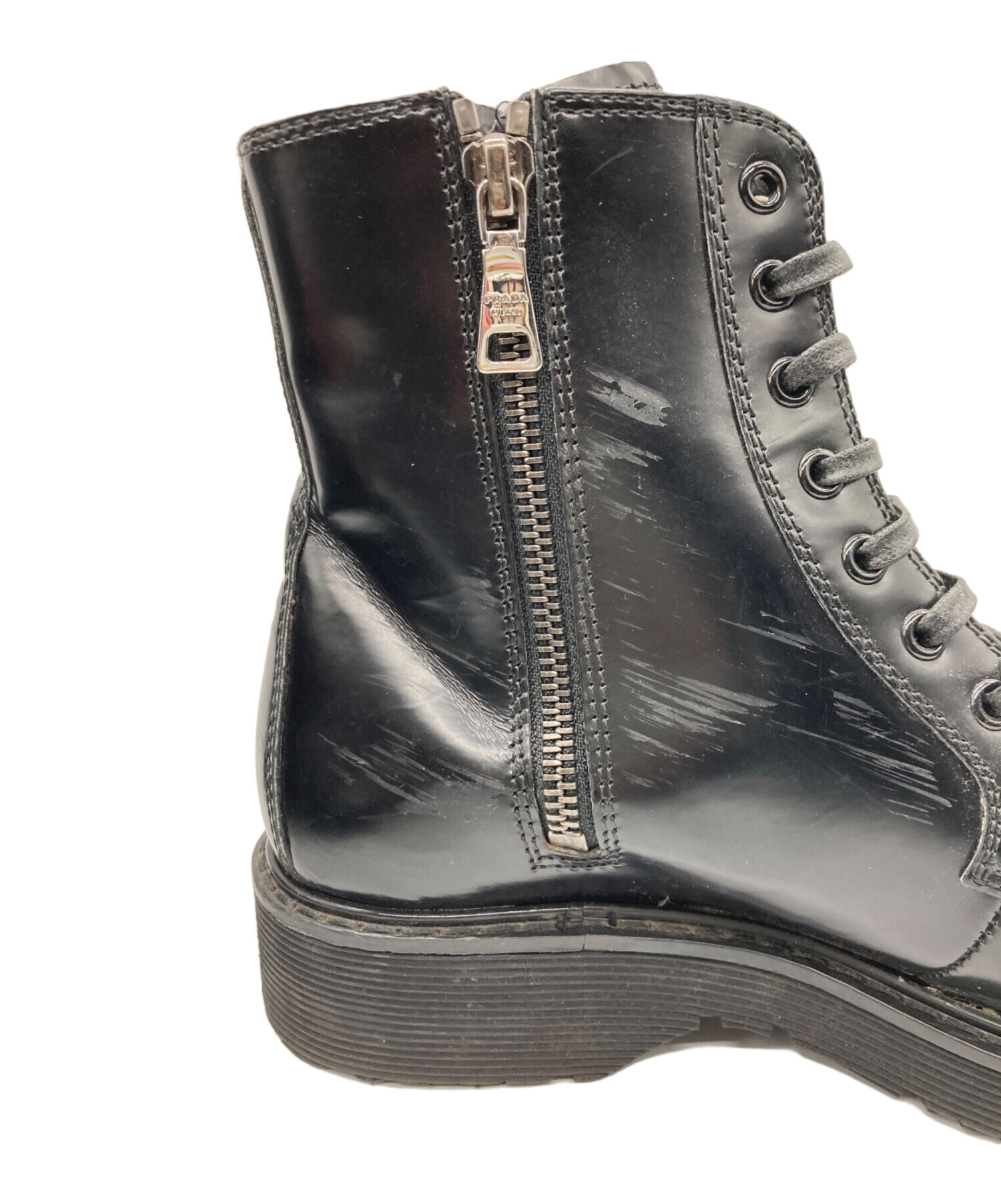 中古・古着通販】PRADA (プラダ) サイドジップブーツ ブラック サイズ