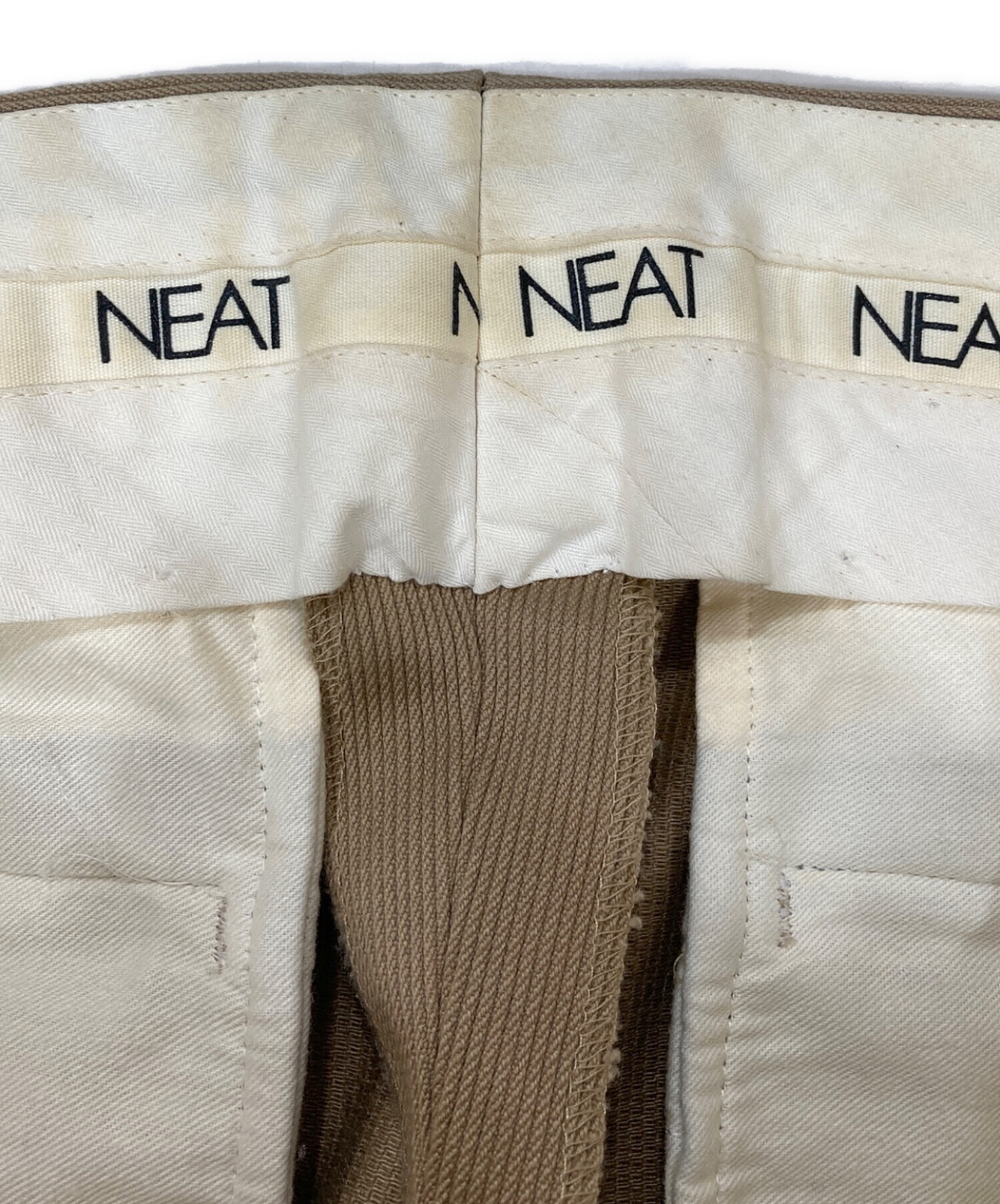 中古・古着通販】NEAT (ニート) 2タックツイルスラックス ベージュ