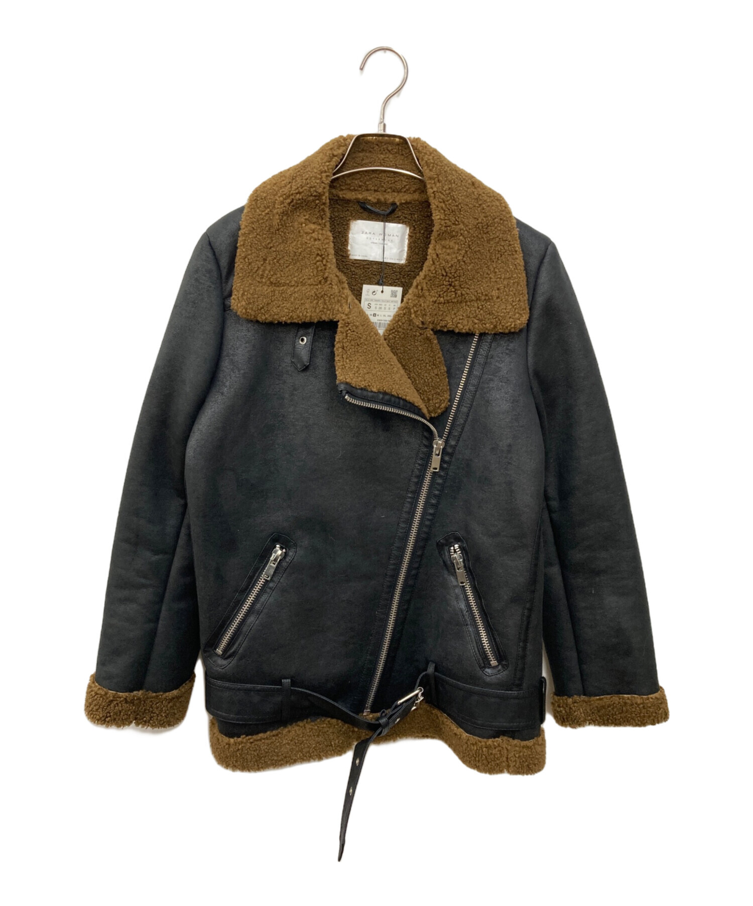 新品未使用　ZARAムートンジャケット 中古・古着通販】ZARA (ザラ) Fムートンジャケット ブラック サイズ:S