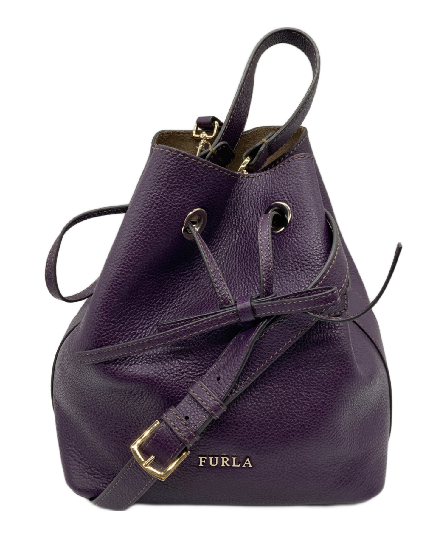 中古・古着通販】FURLA (フルラ) レザーショルダーバッグ パープル 