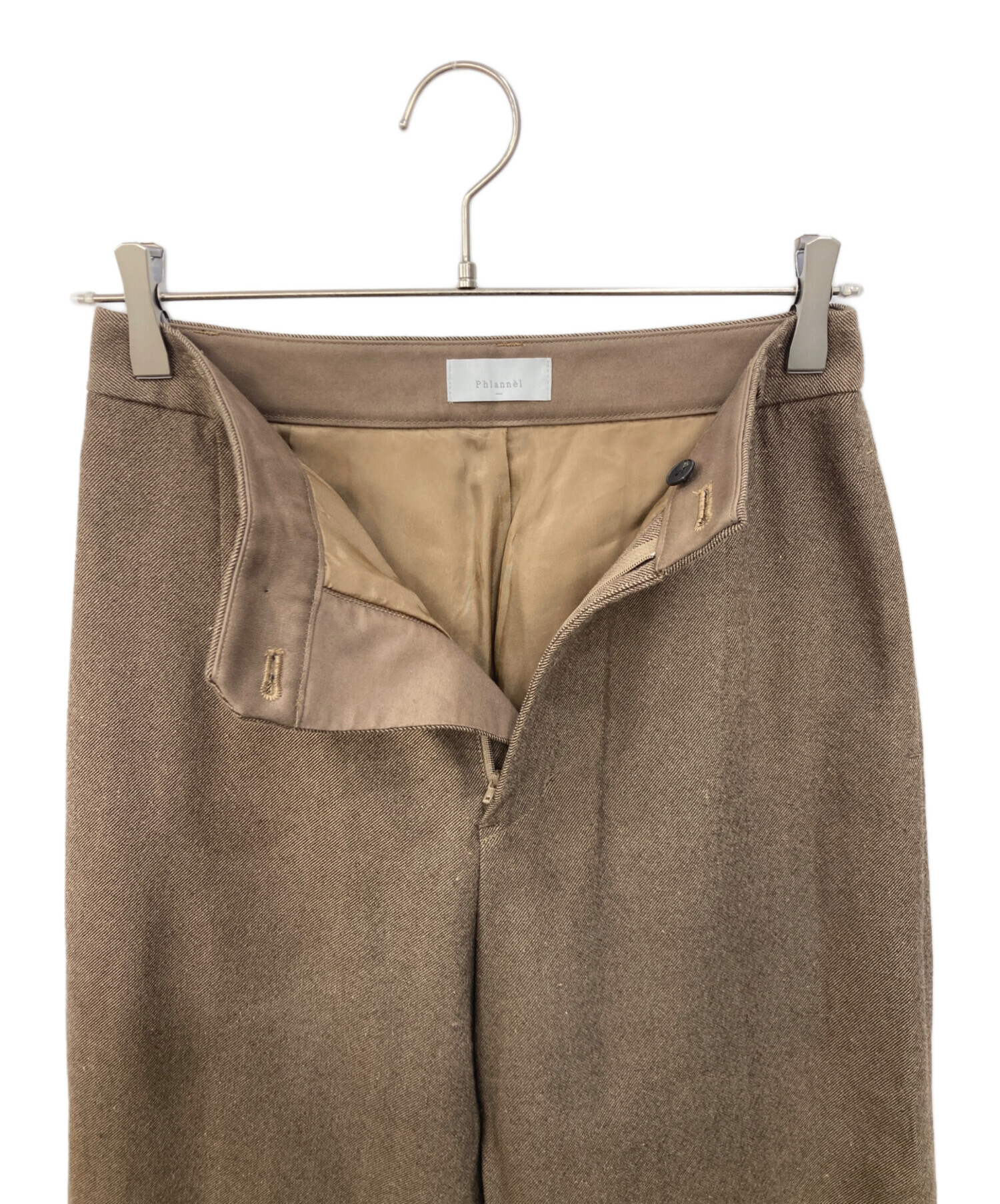 中古・古着通販】Phlannel (フランネル) ウールシルクパンツ ブラウン