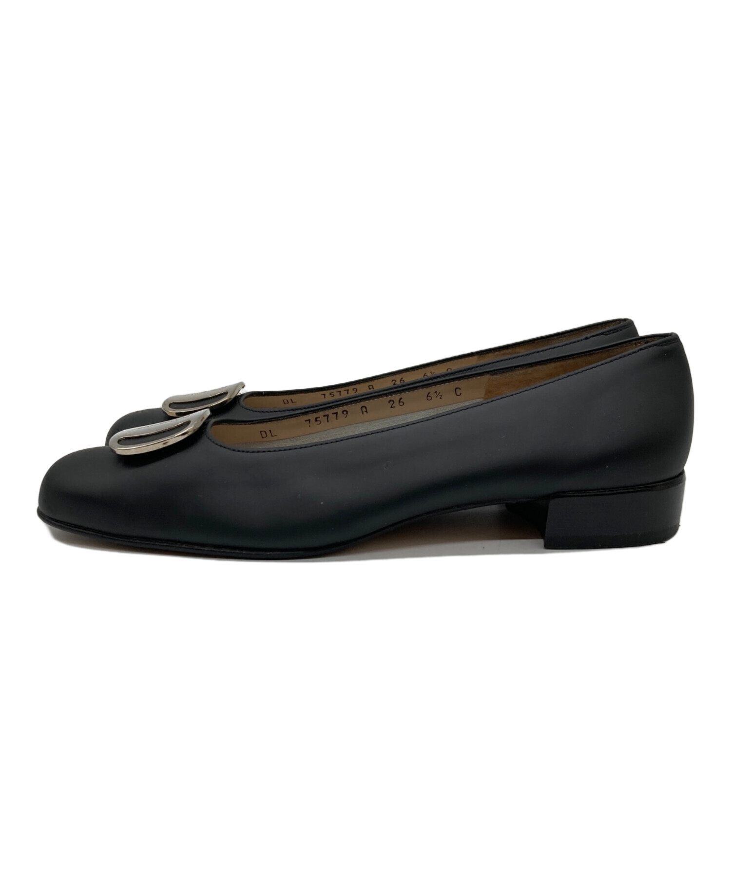 サルヴァトーレフェラガモ 51768 パンプス ブラック  Salvatore Ferragamo  型押し Salvatore Ferragamo - サルヴァトーレフェラガモ 51768 パンプス
