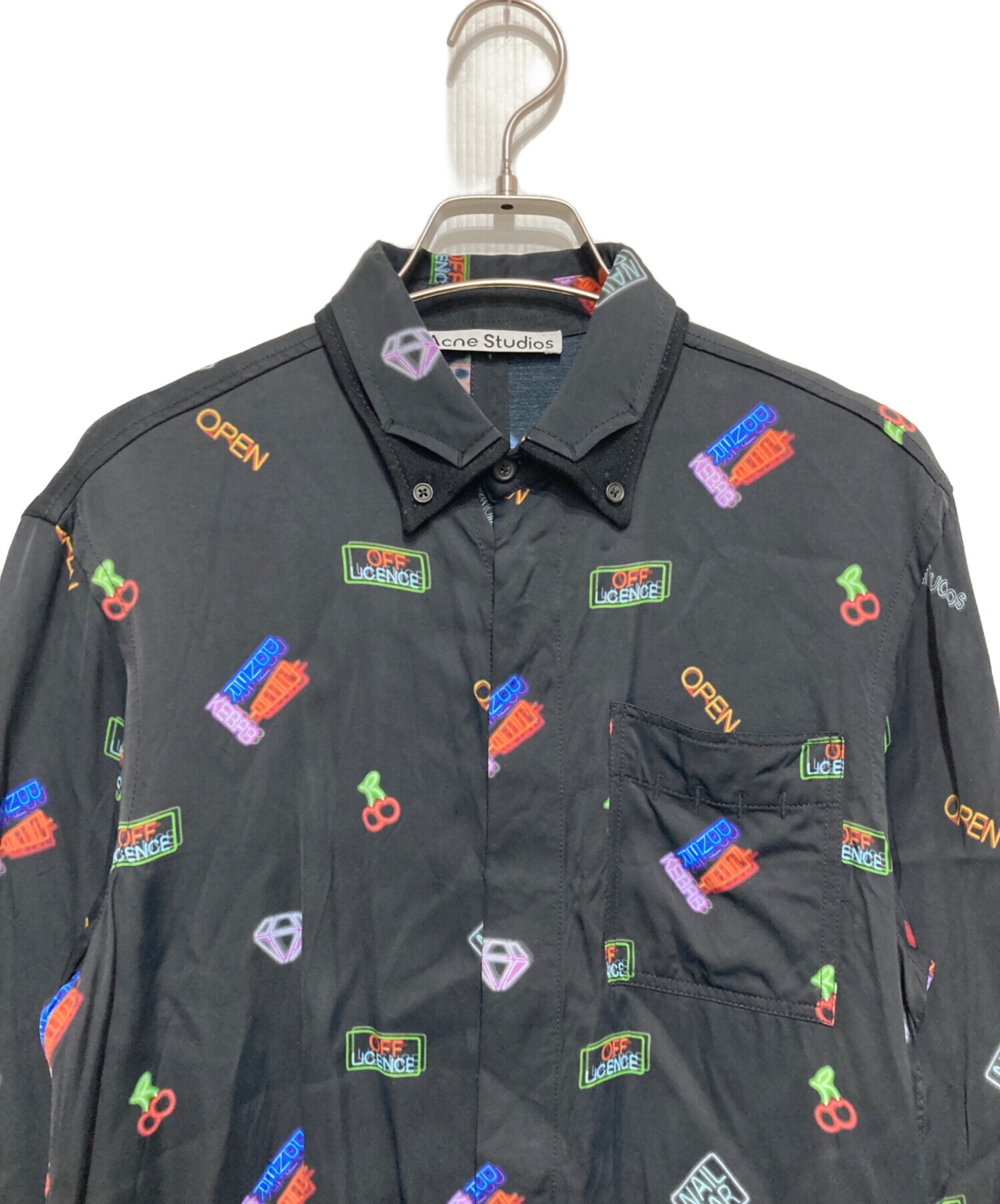 Acne studios リボン柄シャツ アクネ ストゥディオズ夏ウェア、リボン連ねた花柄シアーブラウス＆“目