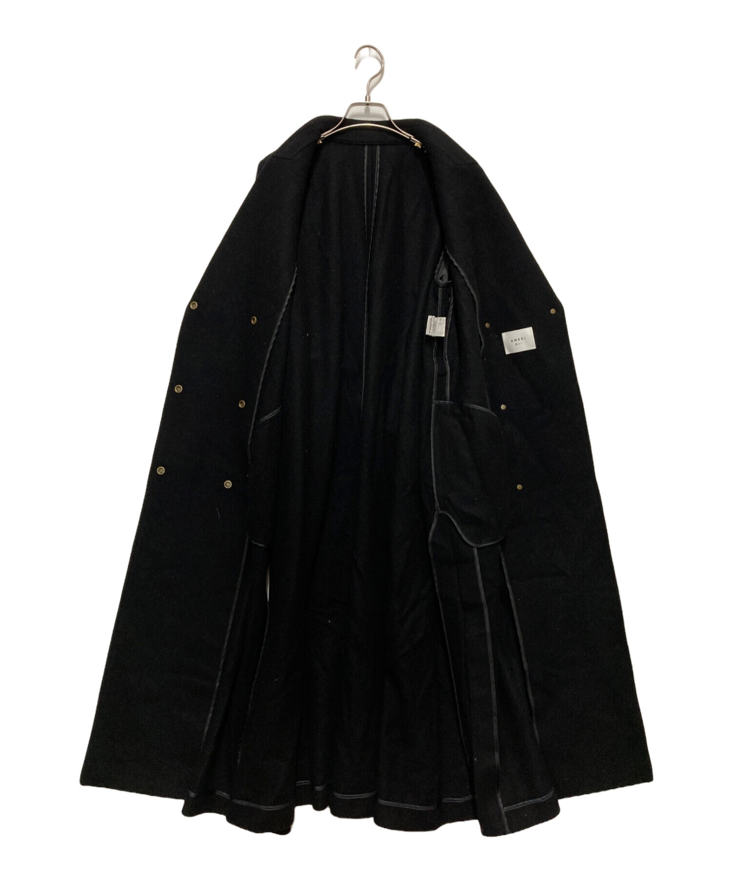 中古・古着通販】Ameri (アメリ) ベルトフレアロングコート ブラック 