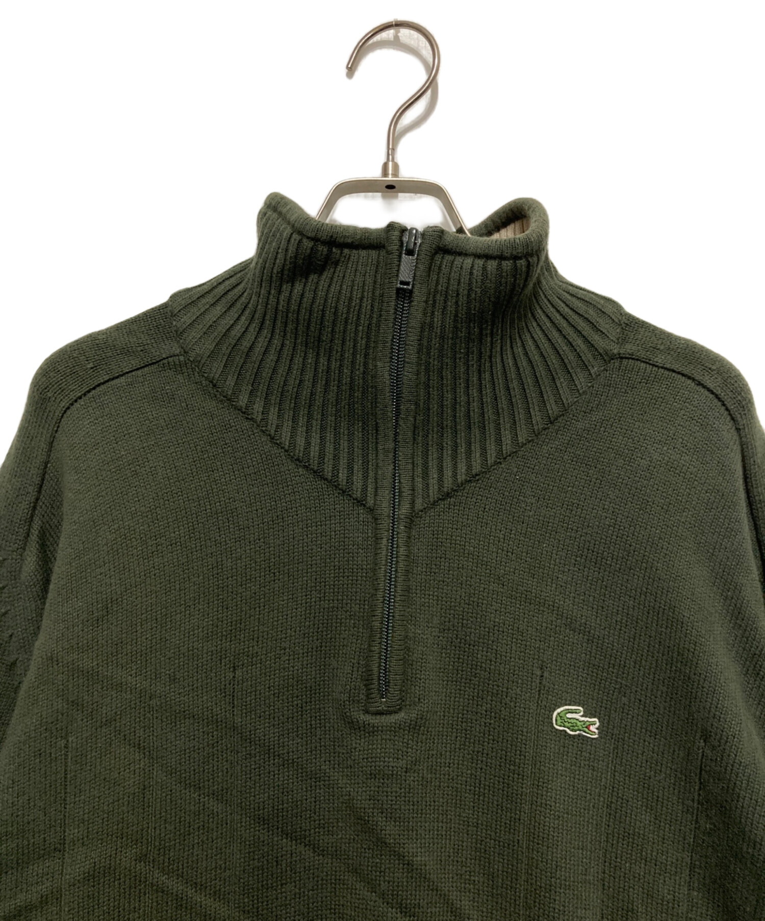中古・古着通販】LACOSTE (ラコステ) ハーフジップニット カーキ 